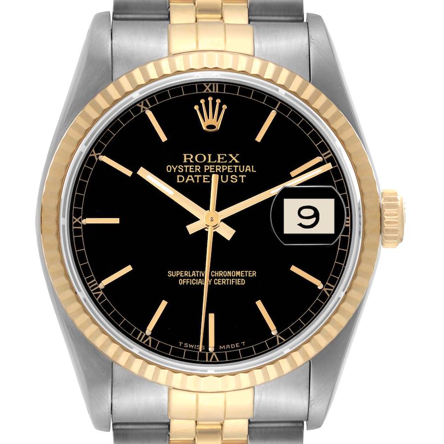 NOT FOR SALE Rolex Datejust Steel Yellow Gold Black Dial Mens Watch 16233 Box Papers PARTIAL PAYMENT SwissWatchExpo
