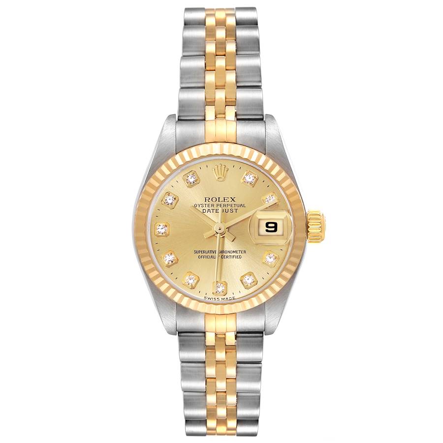 Rolex Datejust Steel Yellow Gold Champagne Diamond Dial Watch 79173 SwissWatchExpo