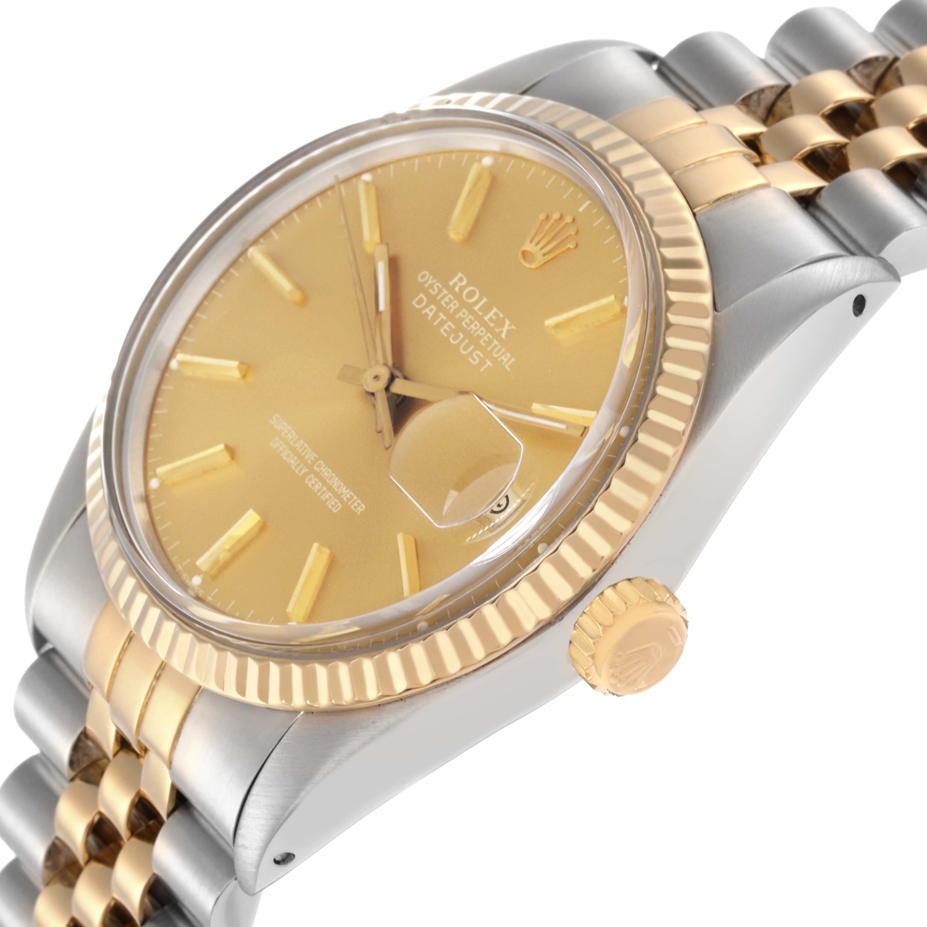 The Rolex Vintage Collection 16013 Men
s Steel and Gold (two tone) Champagne Dial 16013 Men
s Steel and Gold (two tone) Champagne Dial model is shown at an angled view, highlighting the dial, bezel, crown, and part of the bracelet.