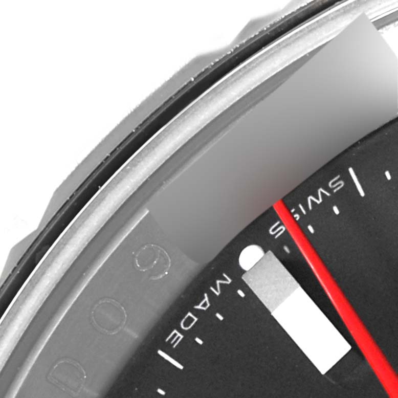 The image shows a close-up angle of the dial and second hand of a Rolex Turn-o-Graph 116264 Men's Stainless Steel Black Dial 116264 Men's Stainless Steel Black Dial watch.