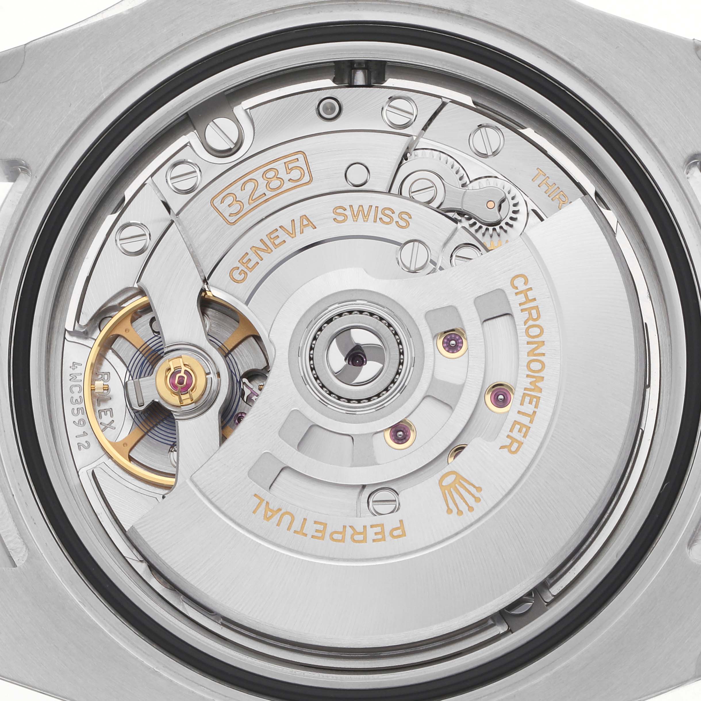 This image shows the movement of a Rolex GMT-Master 126710 Men
s Stainless Steel Black Dial 126710 Men
s Stainless Steel Black Dial watch, highlighting the intricate inner mechanics from the back.