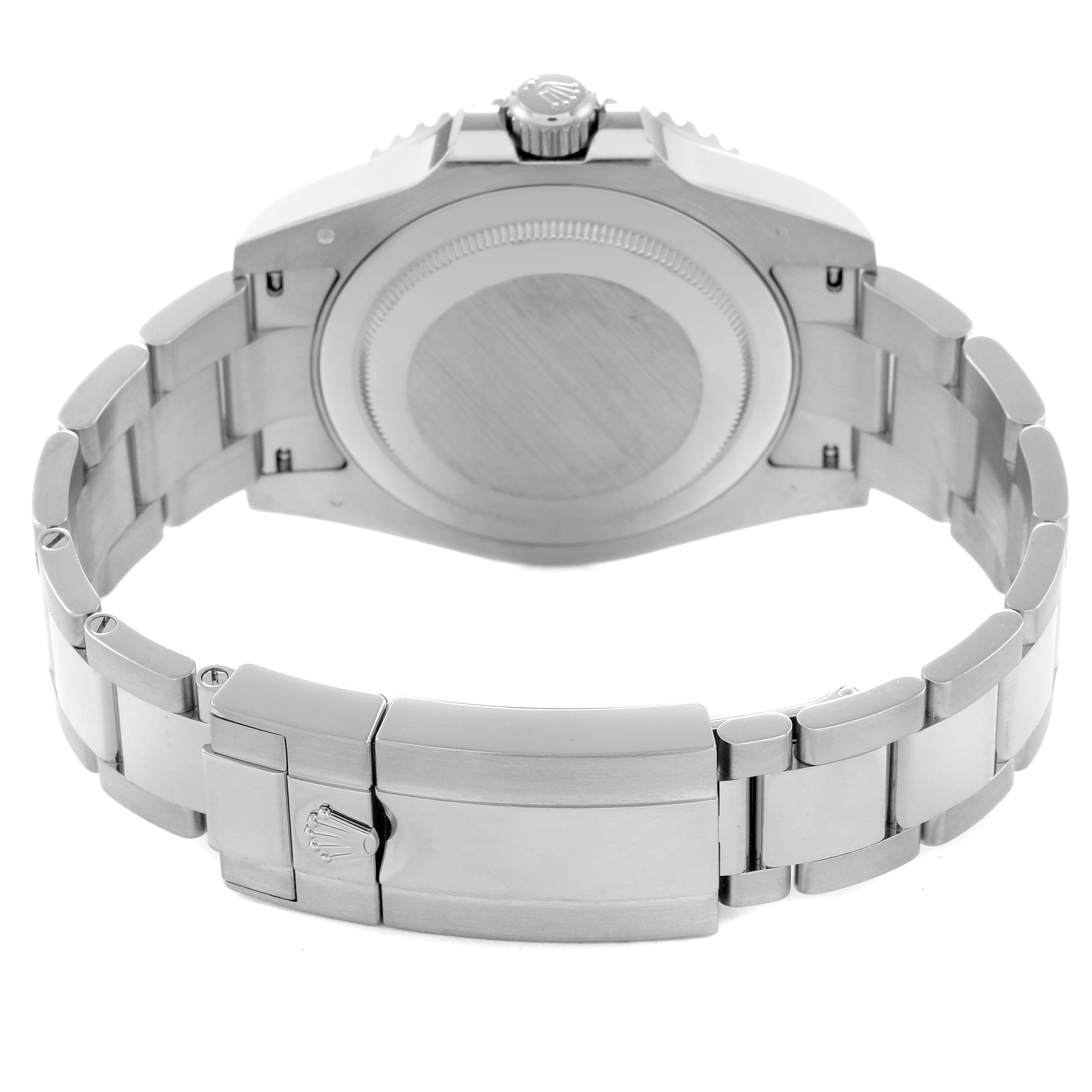 The image shows the back case and bracelet of a Rolex GMT-Master 126719 Men
s White Gold Blue Dial 126719 Men
s White Gold Blue Dial, viewed from the back with the clasp prominently visible.