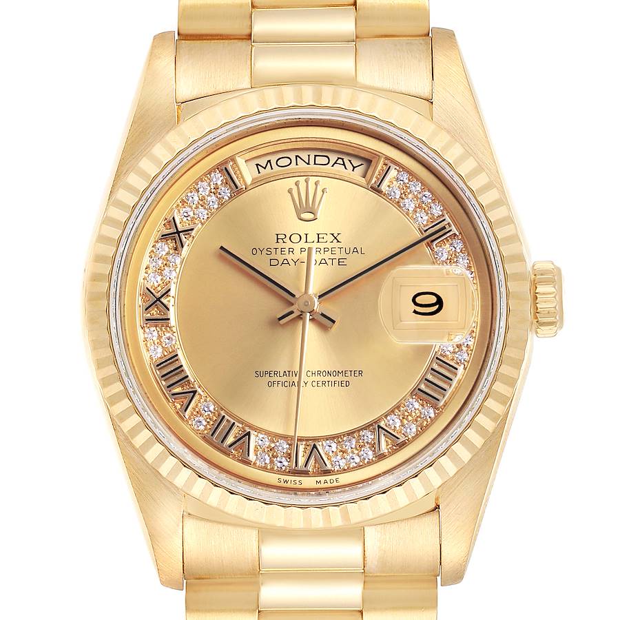 NOT FOR SALE -- Rolex President Day-Date Yellow Gold Myriad Diamond Mens Watch 18238 -- PARTIAL PAYMENT SwissWatchExpo