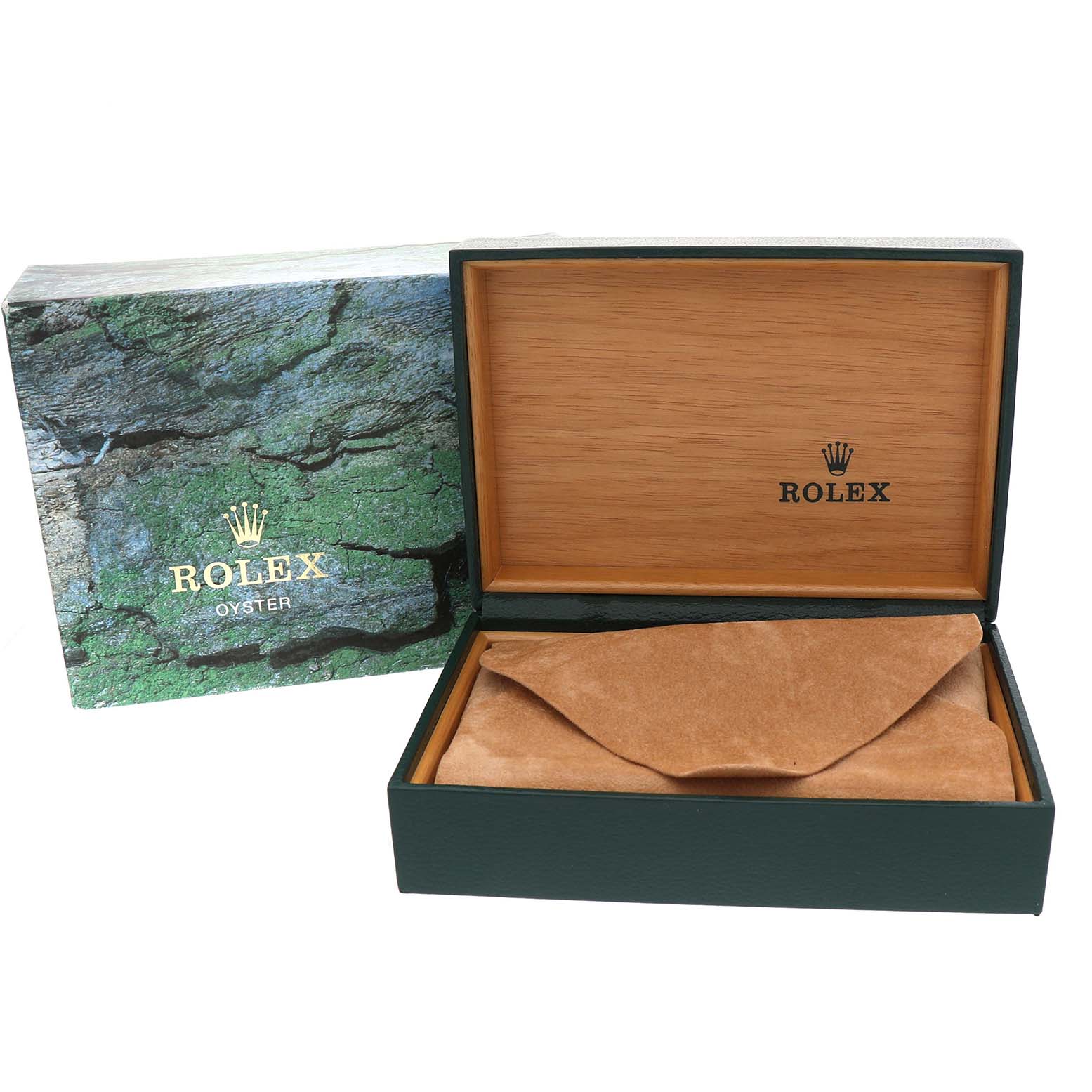 The image shows an open Rolex Sea-Dweller 16600 Men's Stainless Steel Black Dial box and pouch, viewed from the front, highlighting its presentation.
