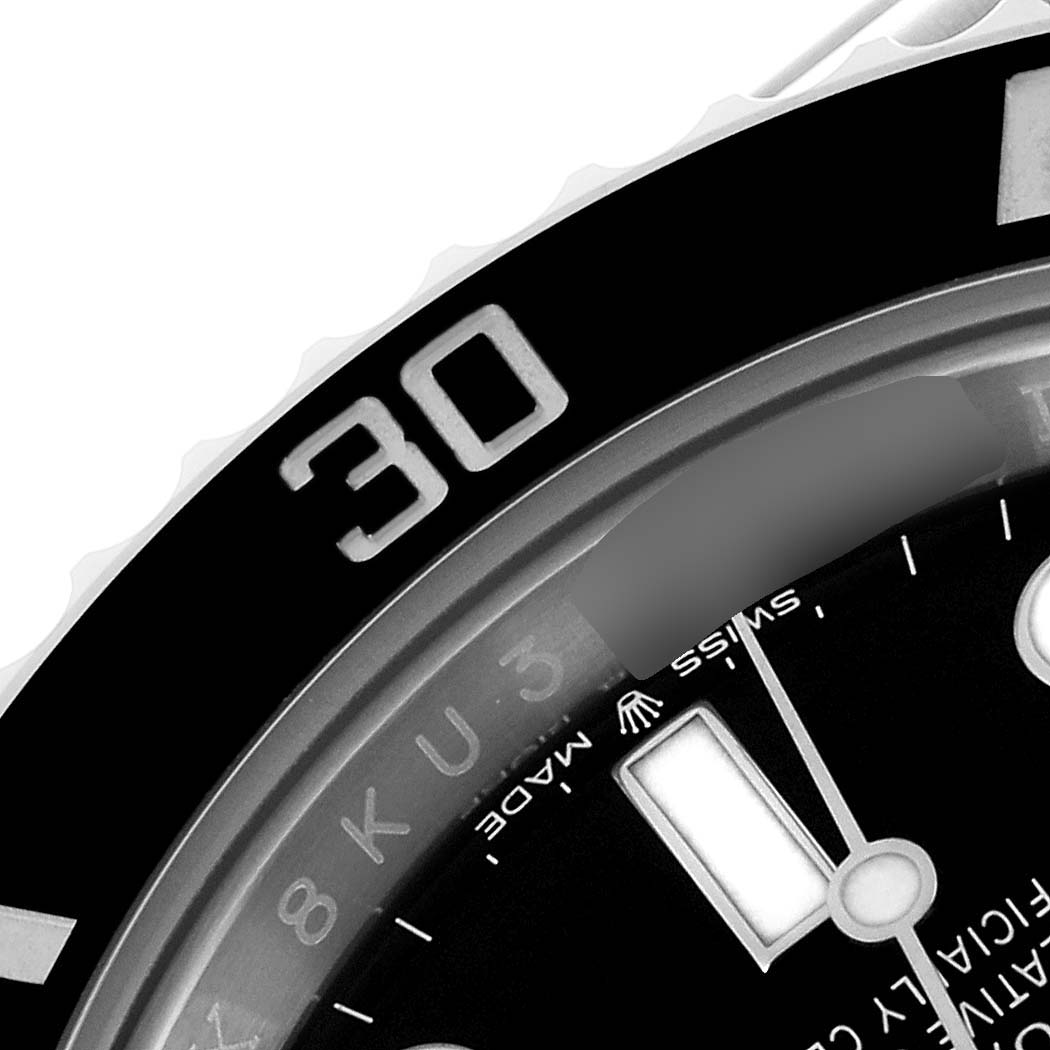 The image shows a close-up of the bezel and dial of a Rolex Submariner 126610 Men
s Stainless Steel Black Dial 126610 Men
s Stainless Steel Black Dial watch.