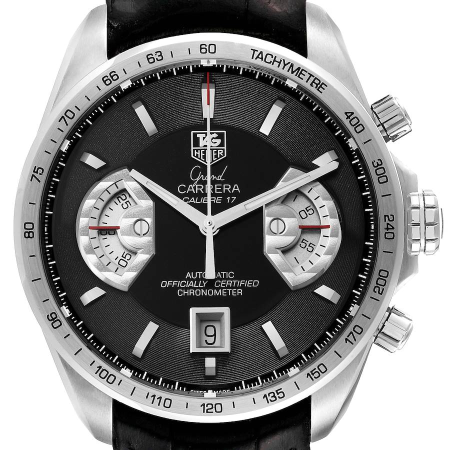 Tag Heuer Grand Carrera Black Dial Automatic Mens Watch CAV511A Box Card SwissWatchExpo