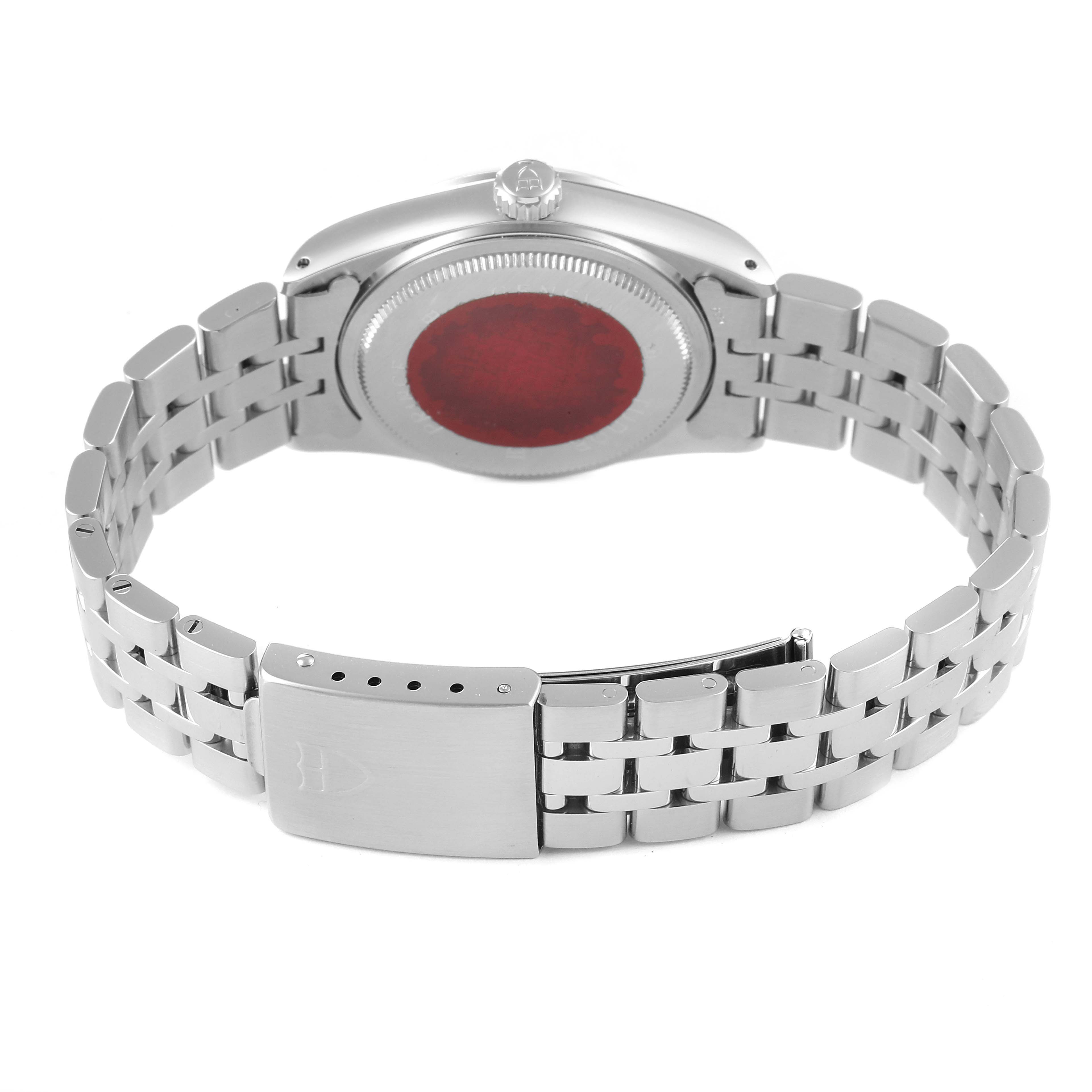 This image shows the back and the bracelet clasp of the Tudor Prince 72000 Men's Stainless Steel Black Dial 72000 Men's Stainless Steel Black Dial watch.