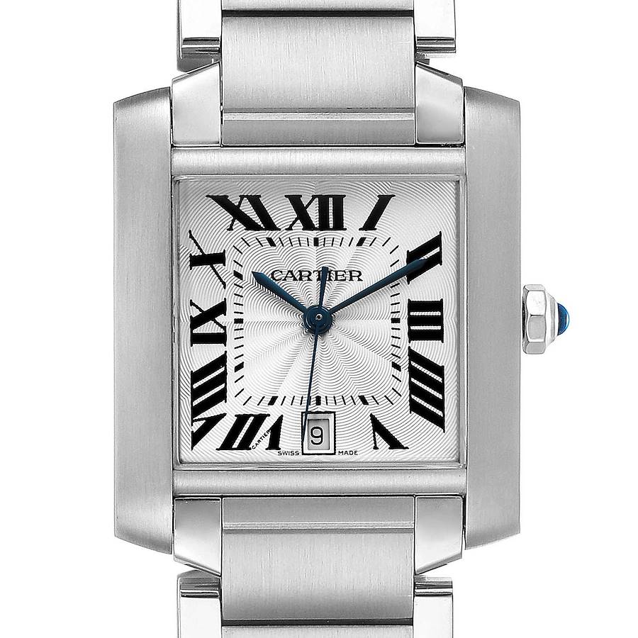 Cartier Tank Francaise Large Steel Automatic Mens Watch W51002Q3 Box Papers SwissWatchExpo