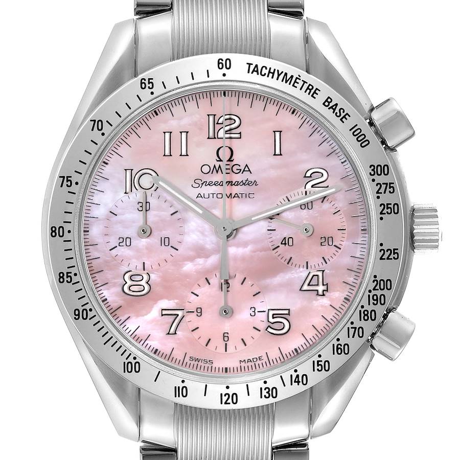 Omega Speedmaster Reduced Pink MOP Dial Mens Watch 3502.78.00 Card SwissWatchExpo