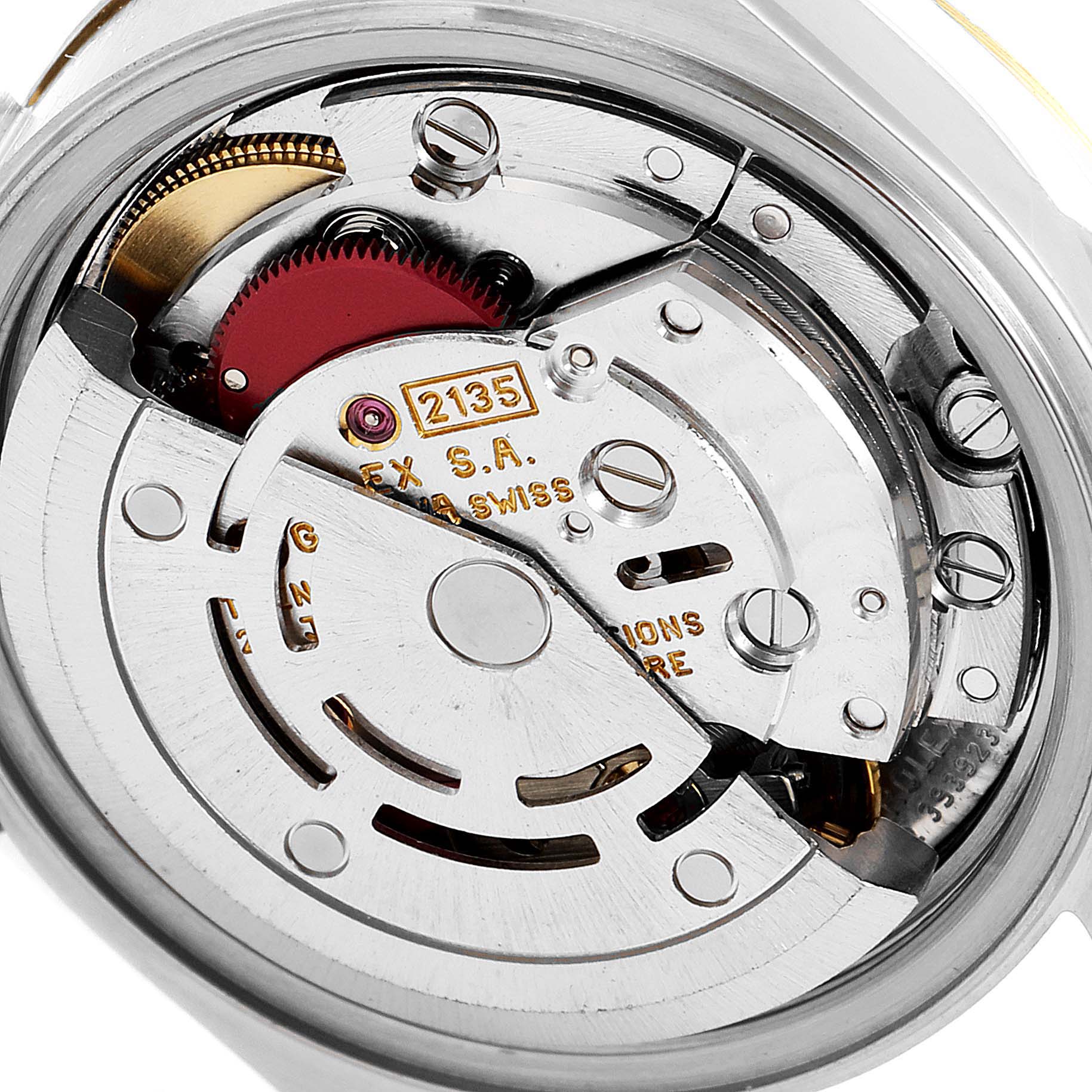 The image shows the inner mechanism and movement of a Rolex Datejust 69173 Women's Steel and Gold (two tone) Blue Dial 69173 Women's Steel and Gold (two tone) Blue Dial watch, highlighting its intricate components.