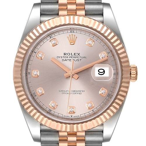 Photo of Rolex Datejust 41 Steel Rose Gold Diamond Dial Mens Watch 126331 Box Card