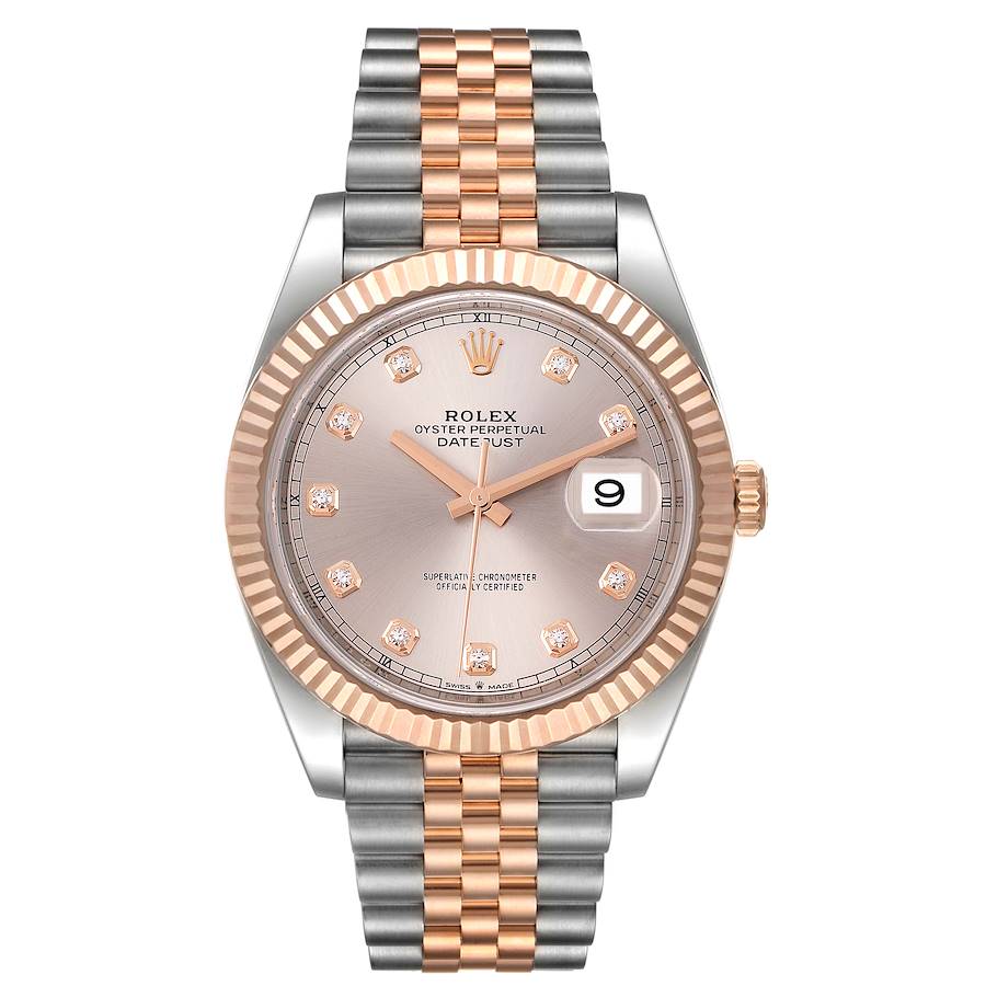 Rolex Datejust 41 Steel Rose Gold Diamond Dial Mens Watch 126331 Box ...