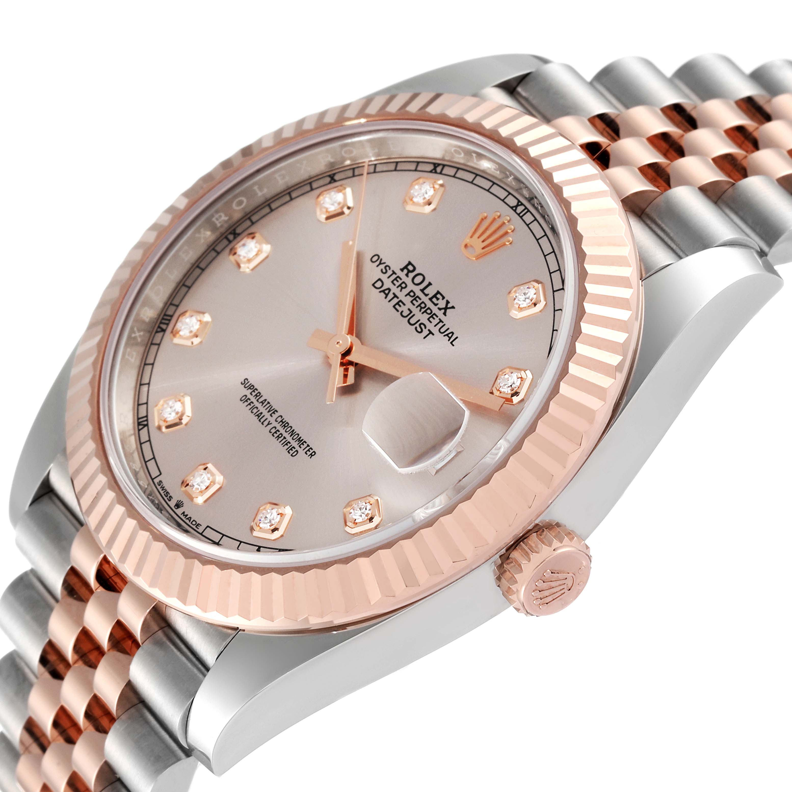 The image shows a close-up angle of the Rolex Datejust 41 126331 Men's Steel and Gold (two tone) Beige Dial 126331 Men's Steel and Gold (two tone) Beige Dial, highlighting the dial, bezel, and bracelet.