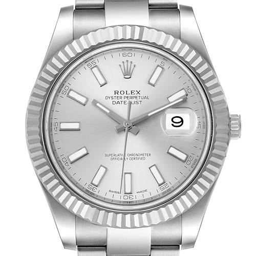 Photo of Rolex Datejust II 41 Silver Dial Steel White Gold Mens Watch 116334