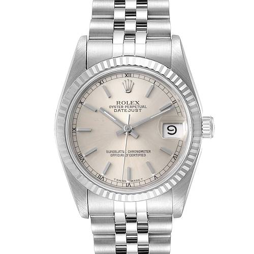 Photo of Rolex Datejust Midsize 31 Steel White Gold Silver Dial Ladies Watch 68274