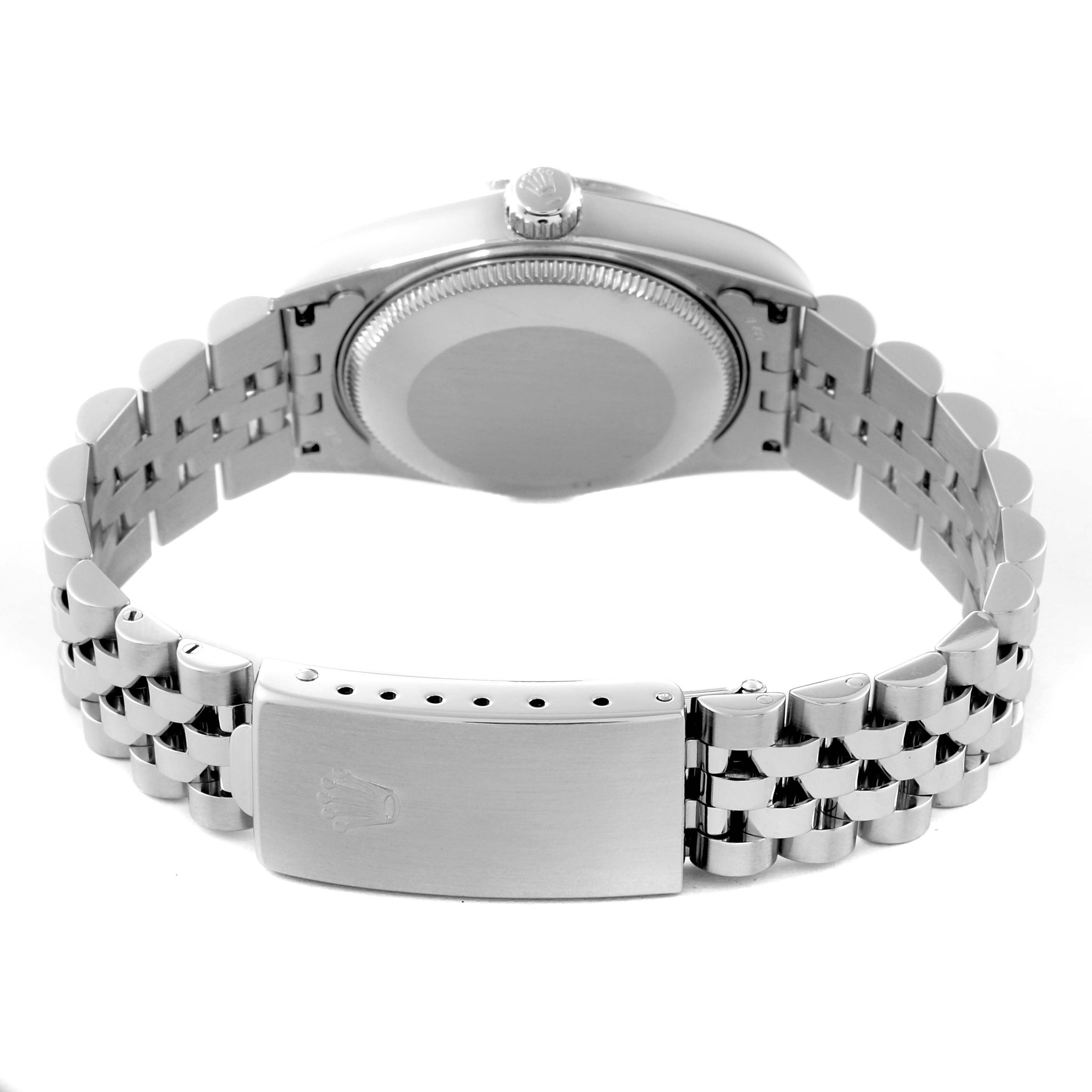 The image shows the backside and bracelet clasp of a Rolex Mid-Size 78274 Women's Stainless Steel Silver Dial 78274 Women's Stainless Steel Silver Dial model watch at a rear angle.