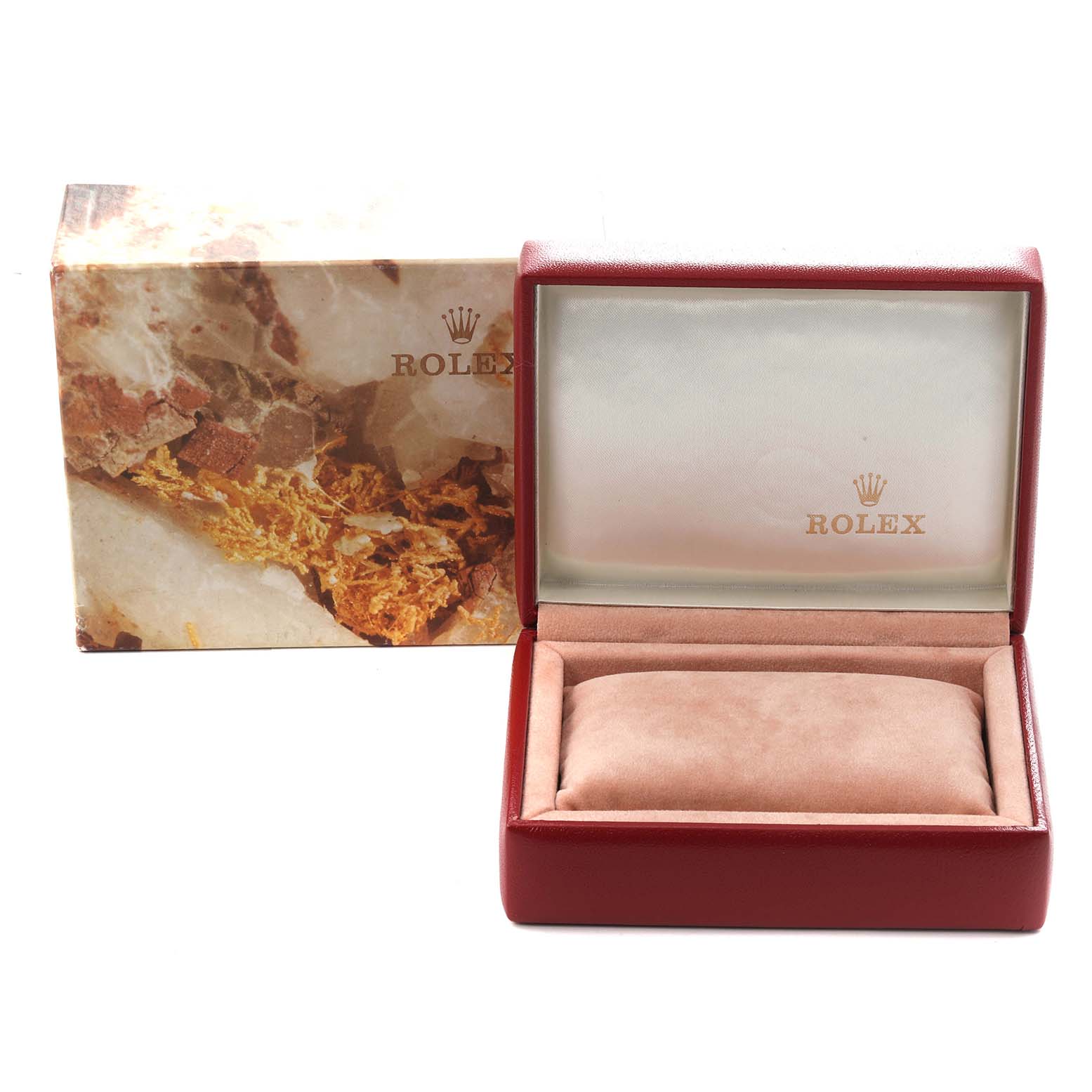 The image shows an empty Rolex Datejust model 69173 watch box, displaying both the outer and inner packaging with the Rolex logo.