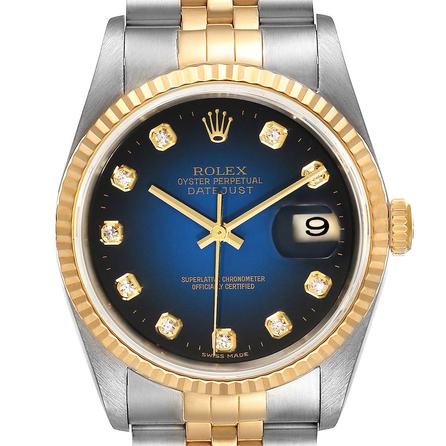 Rolex Datejust Steel Yellow Gold Vignette Diamond Dial Watch 16233 SwissWatchExpo