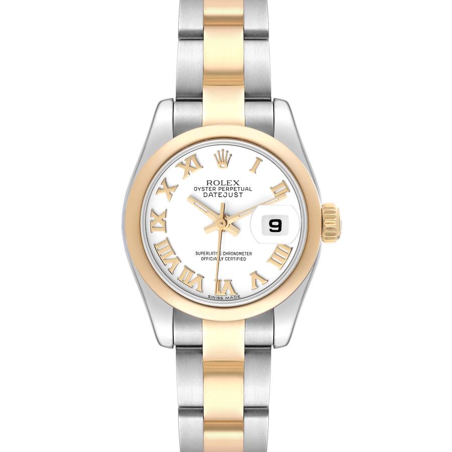 Rolex Datejust White Roman Dial Steel Yellow Gold Ladies Watch 179163 SwissWatchExpo