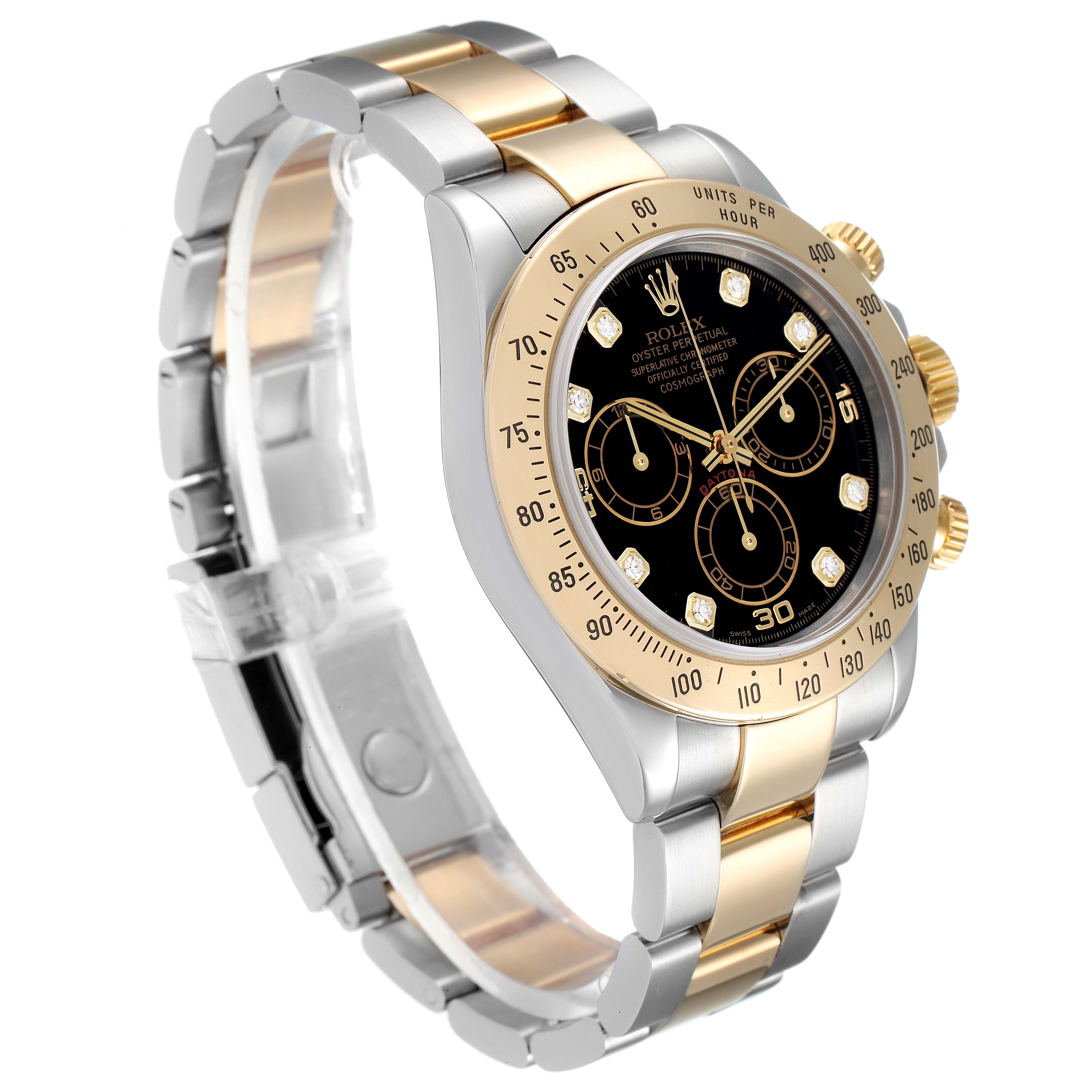 Rolex Daytona Steel Yellow Gold Diamond Chronograph Watch 116523 Box ...