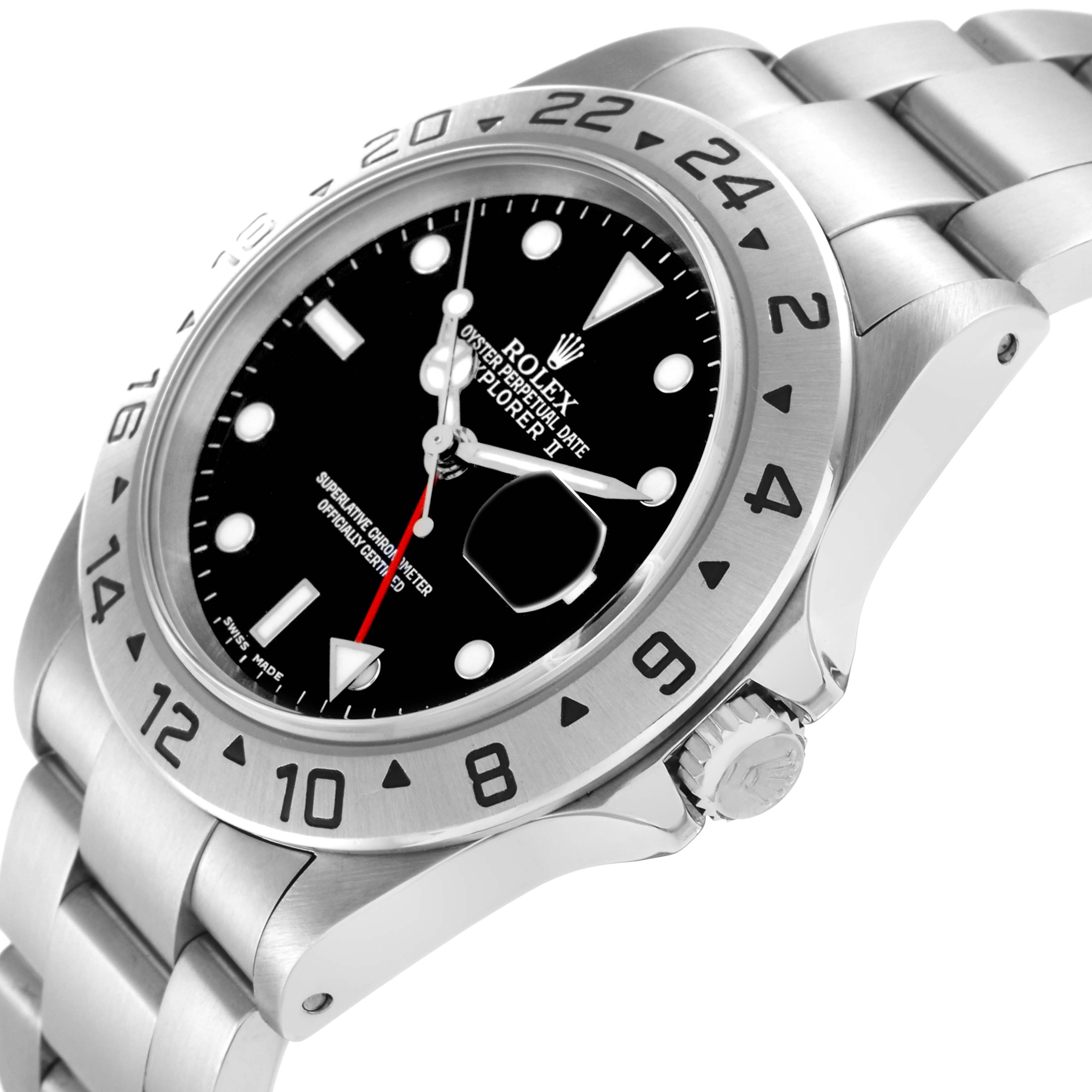 The image shows a side angle of the Rolex Explorer model 16570, highlighting the bezel, crown, and a portion of the bracelet.