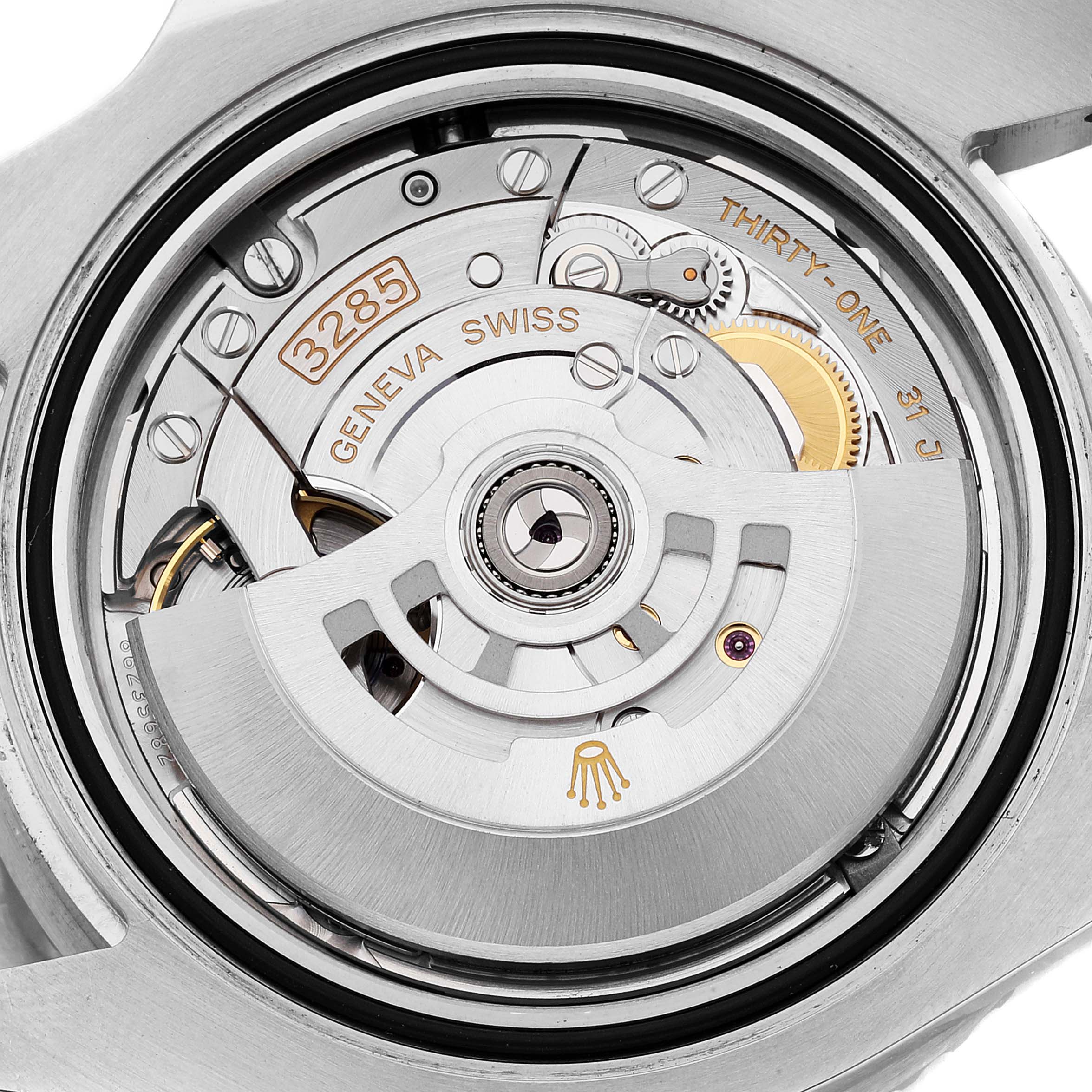 This image shows the internal mechanism and movement of a Rolex GMT-Master 126710 Men's Stainless Steel Black Dial 126710 Men's Stainless Steel Black Dial watch, specifically the caliber 3285.