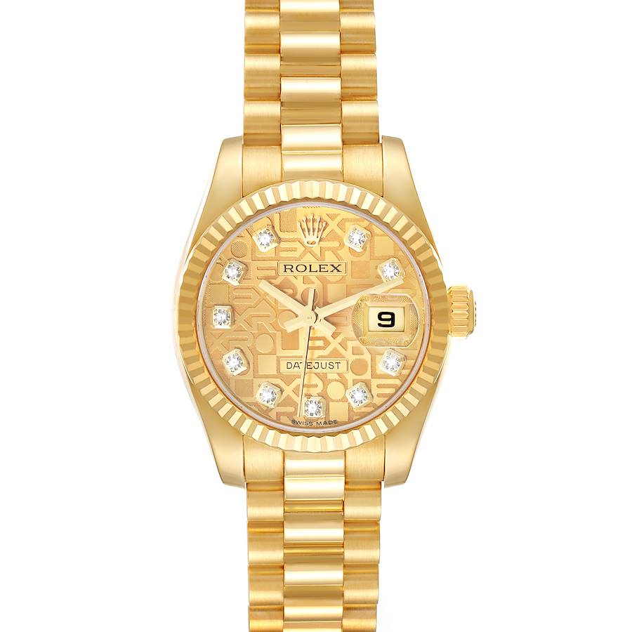 Rolex President Datejust Yellow Gold Diamond Dial Ladies Watch 179178 SwissWatchExpo