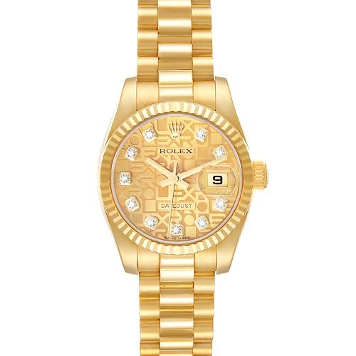 Photo of Rolex President Datejust Yellow Gold Diamond Dial Ladies Watch 179178