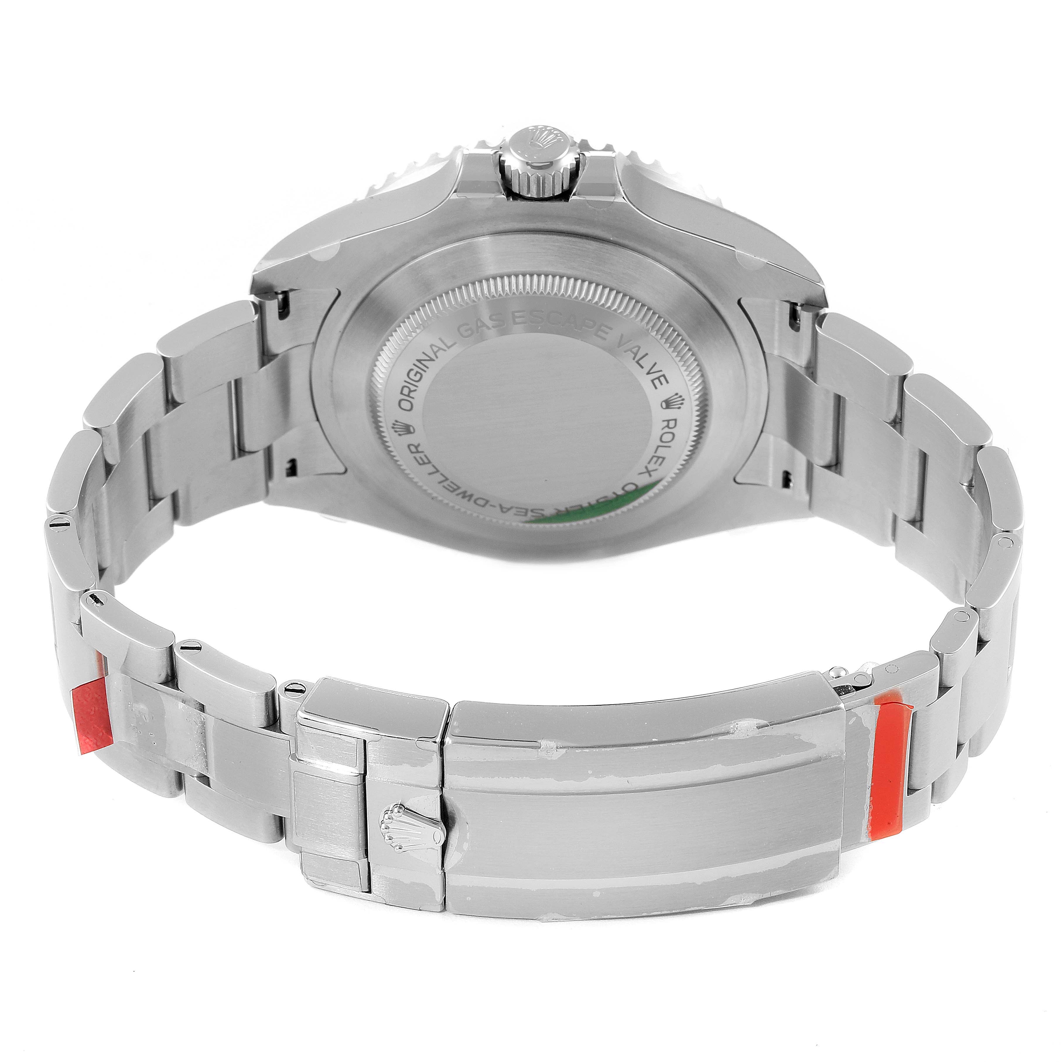 The image is of the back and bracelet of a Rolex Sea-Dweller 126600 Men
s Stainless Steel Black Dial 126600 Men
s Stainless Steel Black Dial watch, showcasing the clasp and case back.