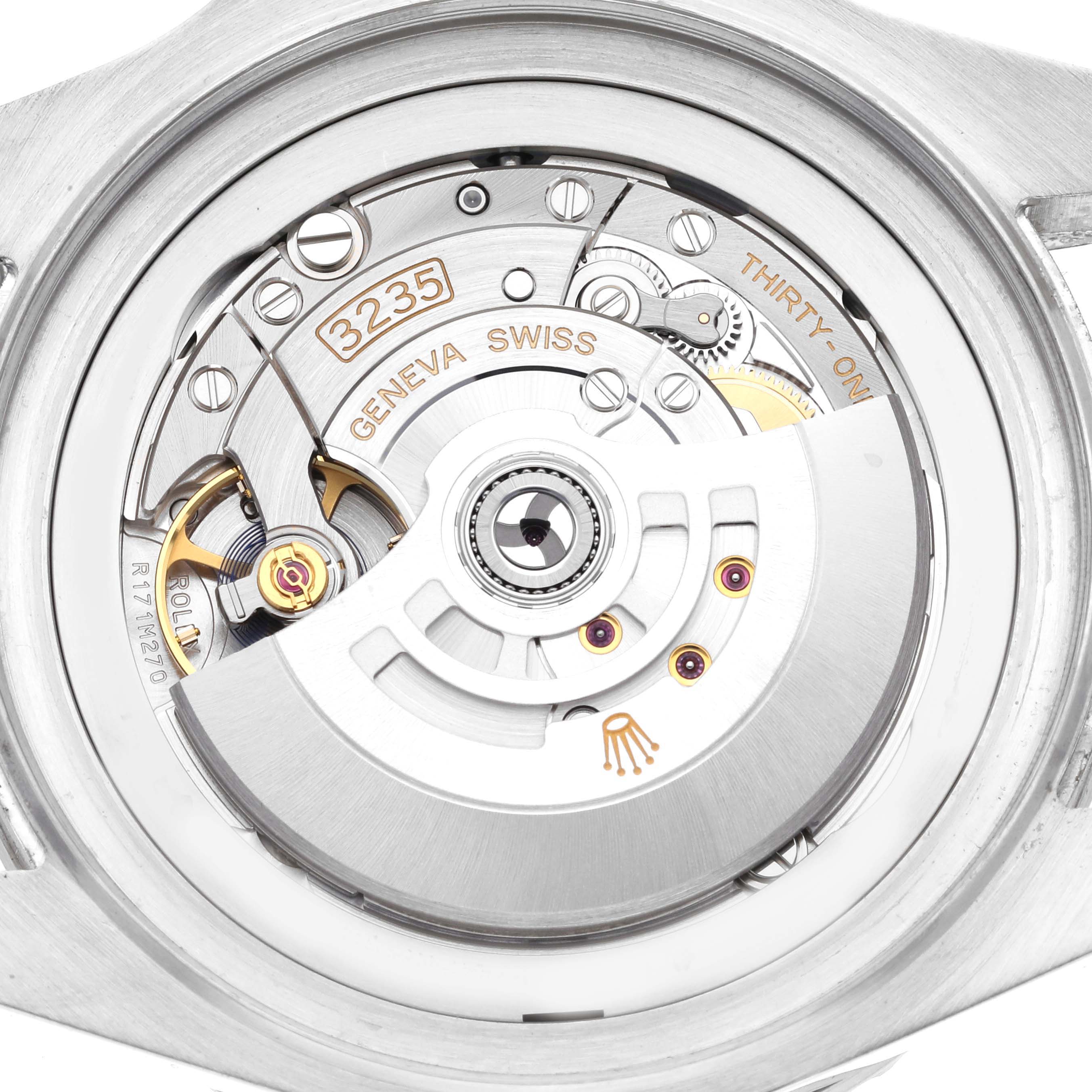 This image shows the Rolex Sea-Dweller 126660 Men
s Stainless Steel Black Dial 126660 Men
s Stainless Steel Black Dial watch movement from the back, featuring the 3235 caliber with detailed engravings.