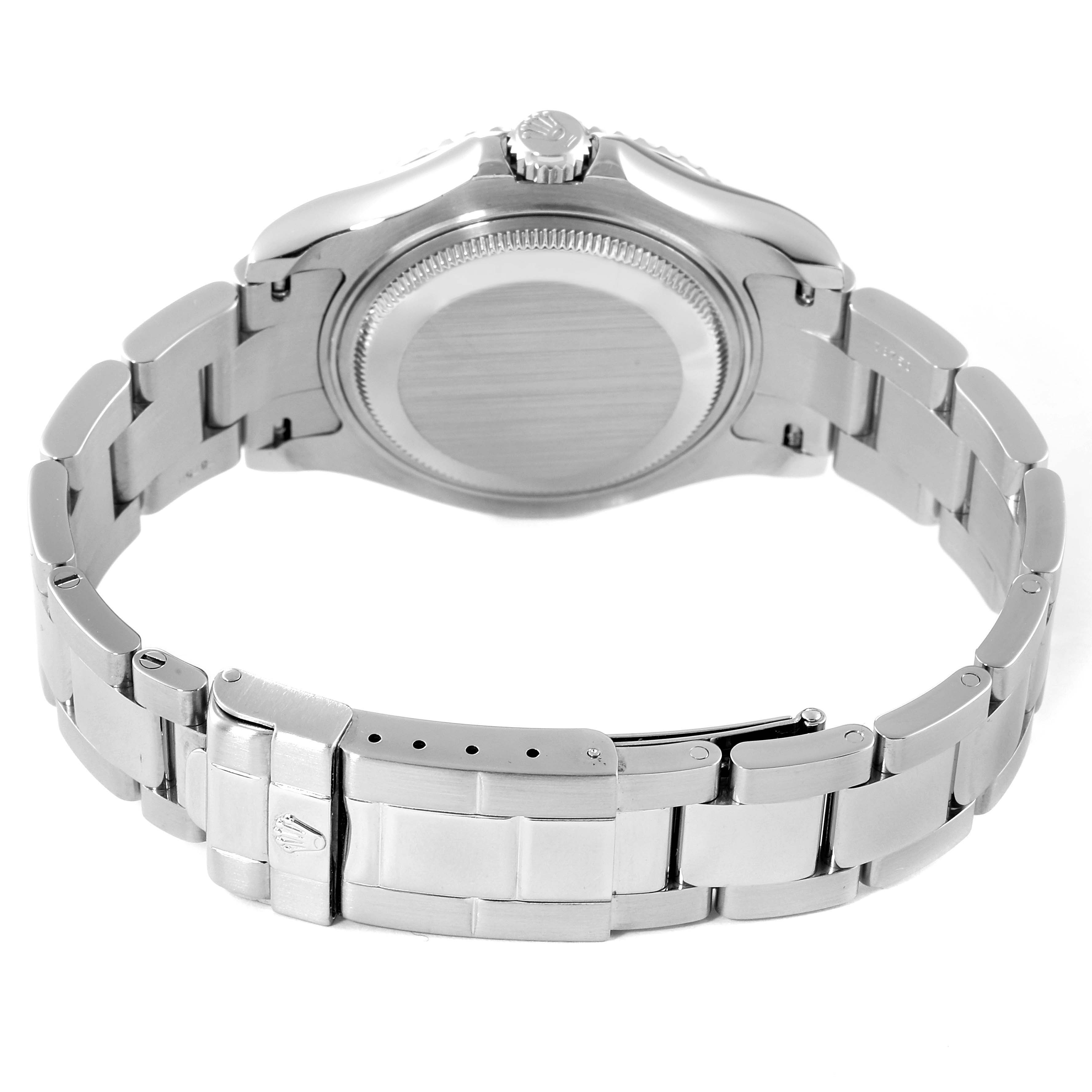 The image shows the back and bracelet of a Rolex Yacht-Master 168622 Men's Stainless Steel Silver Dial 168622 Men's Stainless Steel Silver Dial watch from a rear angle.