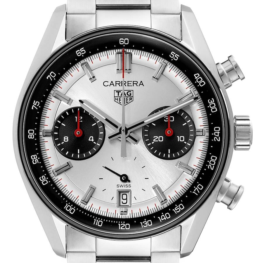 Tag Heuer Carrera Chronograph Panda Dial Steel Mens Watch CBS2216 Unworn SwissWatchExpo