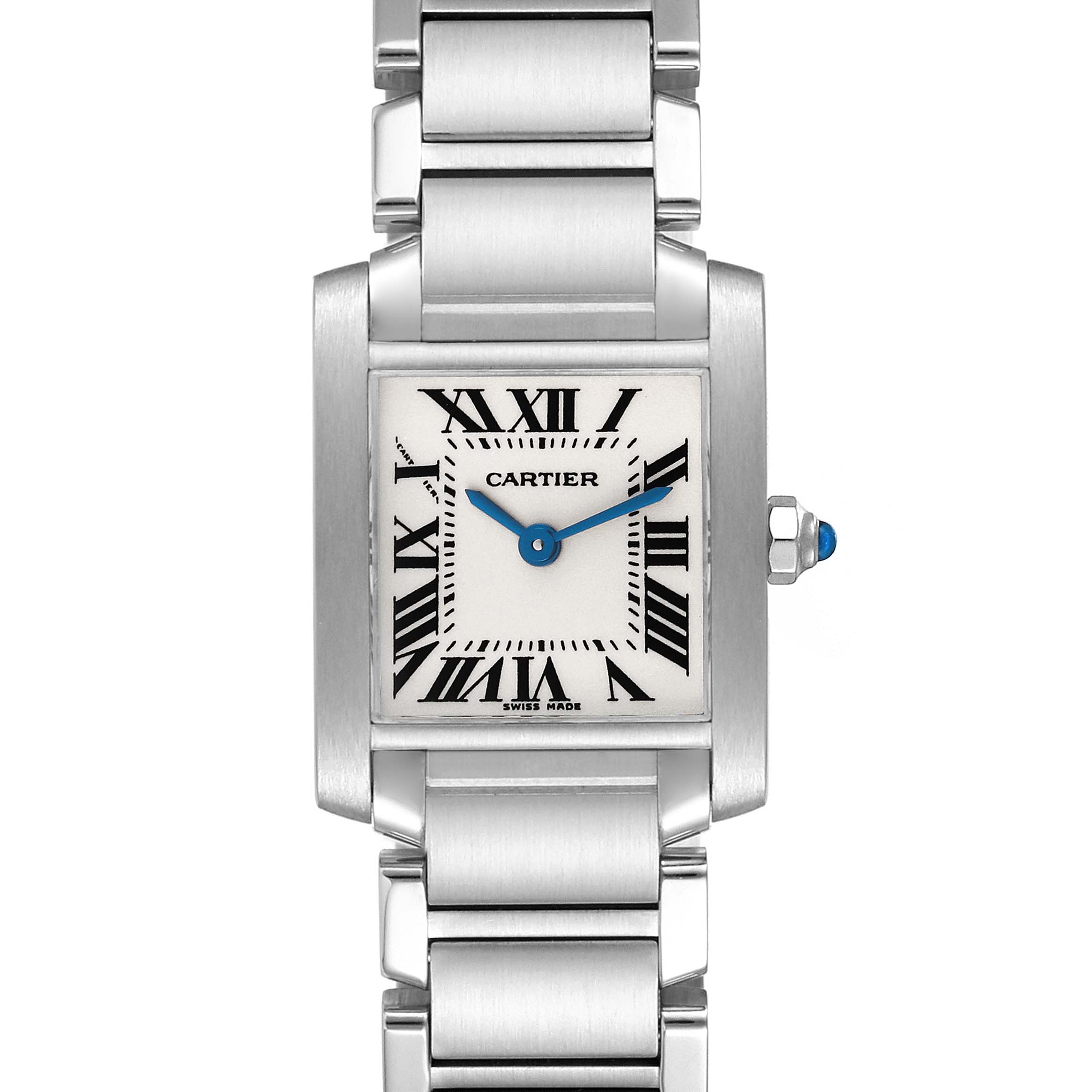 Cartier Tank Francaise Medium Silver Dial Steel Ladies Watch WSTA0074 Box Card