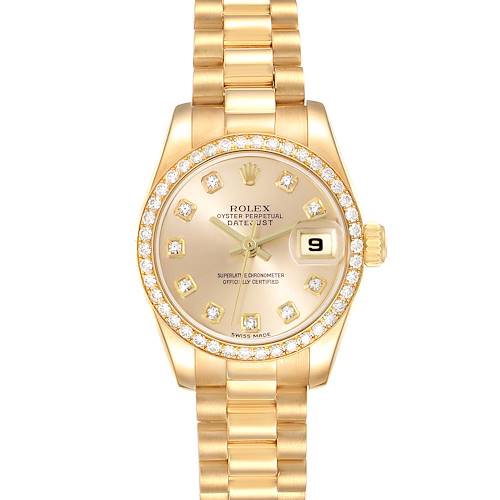 Photo of Rolex Datejust President Yellow Gold Diamond Dial Ladies Watch 179178 Box Papers
