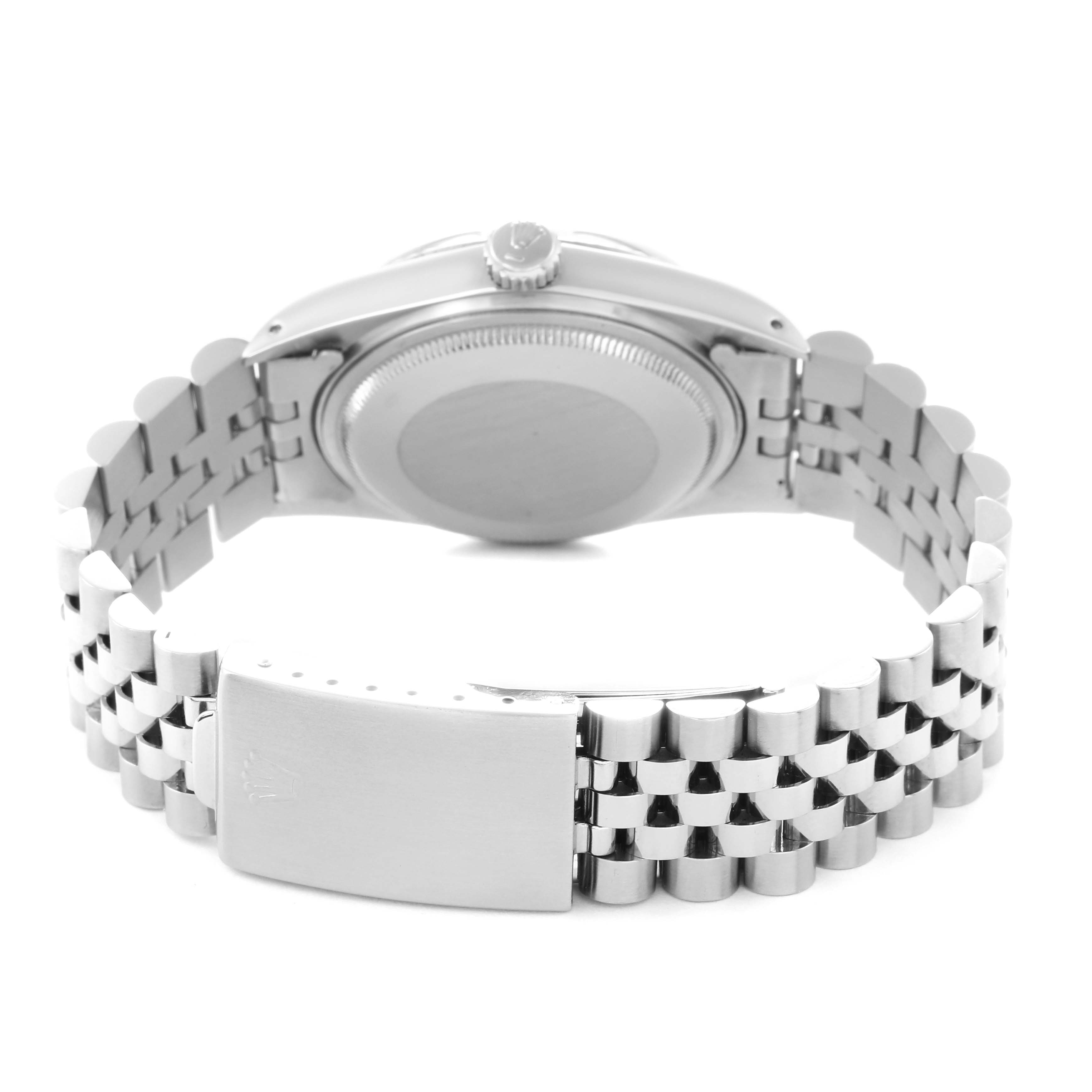 The image shows the back and bracelet of a Rolex Vintage Collection Men's watch, model number 16014, highlighting the clasp and caseback from a rear angle.