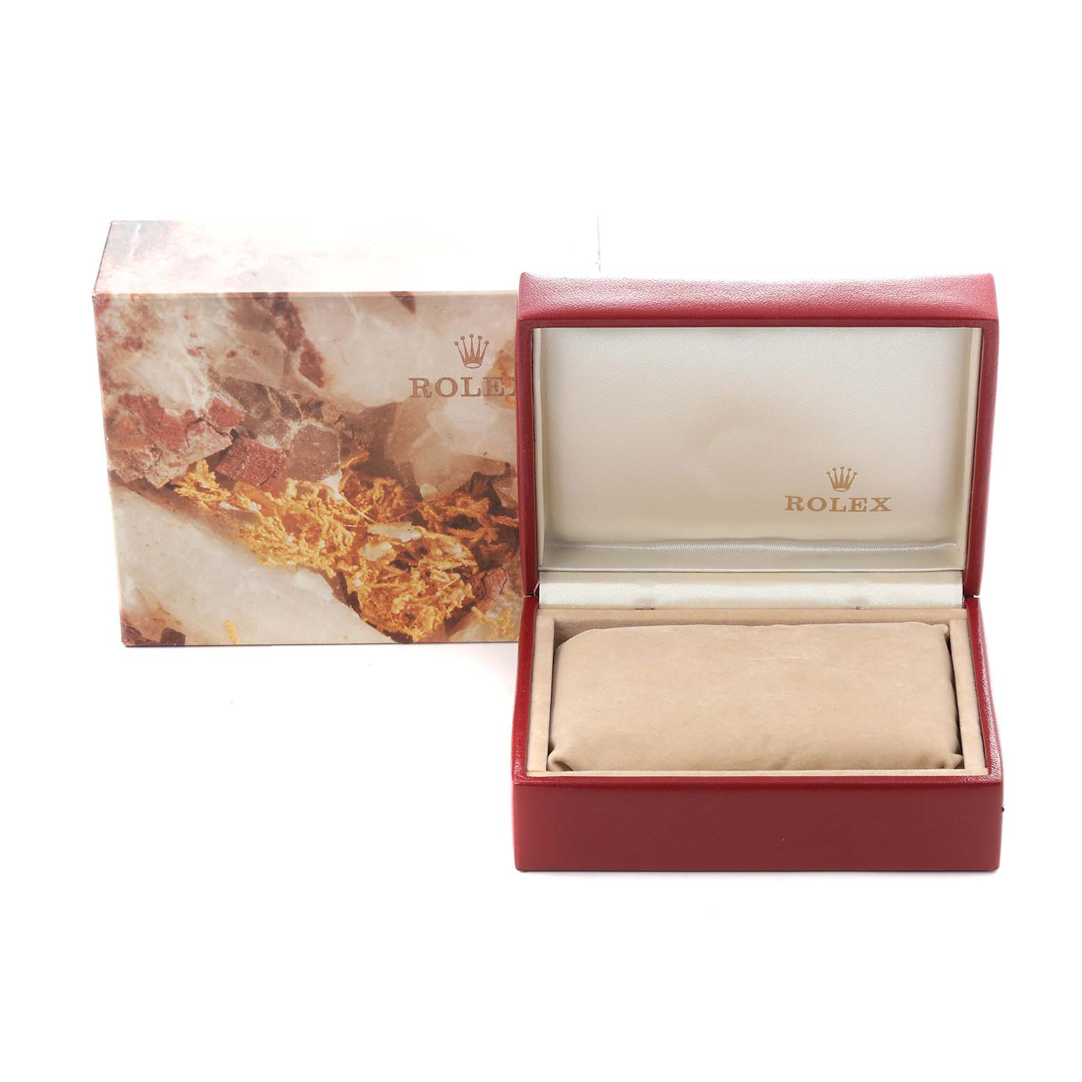 The image shows the box and cushion for a Rolex Datejust 69173 men's watch, with the box open to reveal the cushion inside.