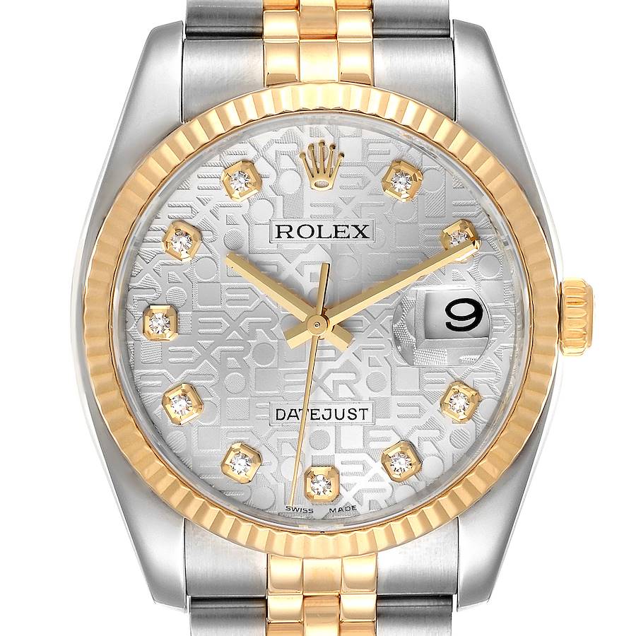Rolex Datejust Steel Yellow Gold Diamond Dial Mens Watch 116233 Box Papers SwissWatchExpo