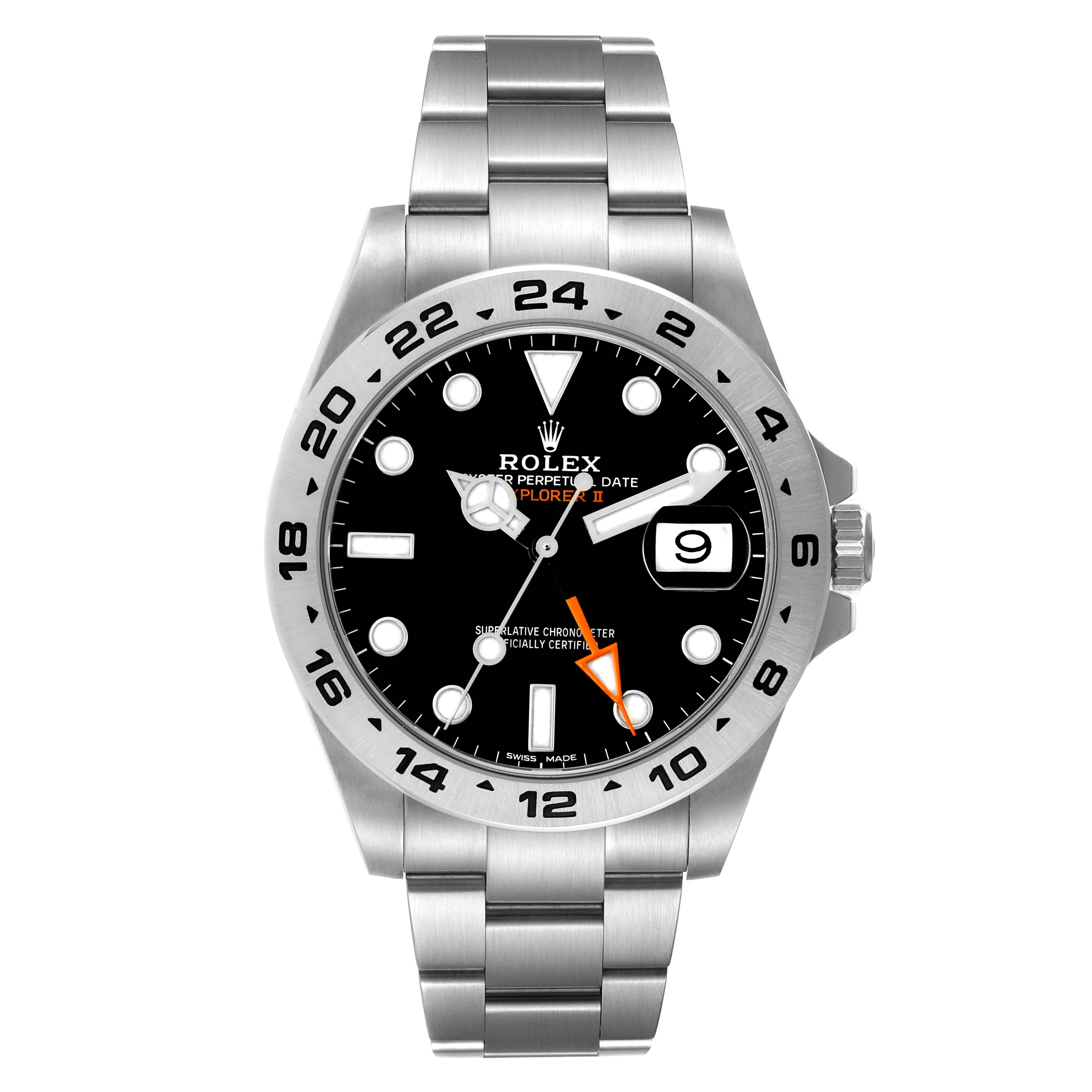 The Rolex Explorer model 216570 men's watch is shown from a front angle, displaying the bezel, dial, hands, and bracelet clearly.