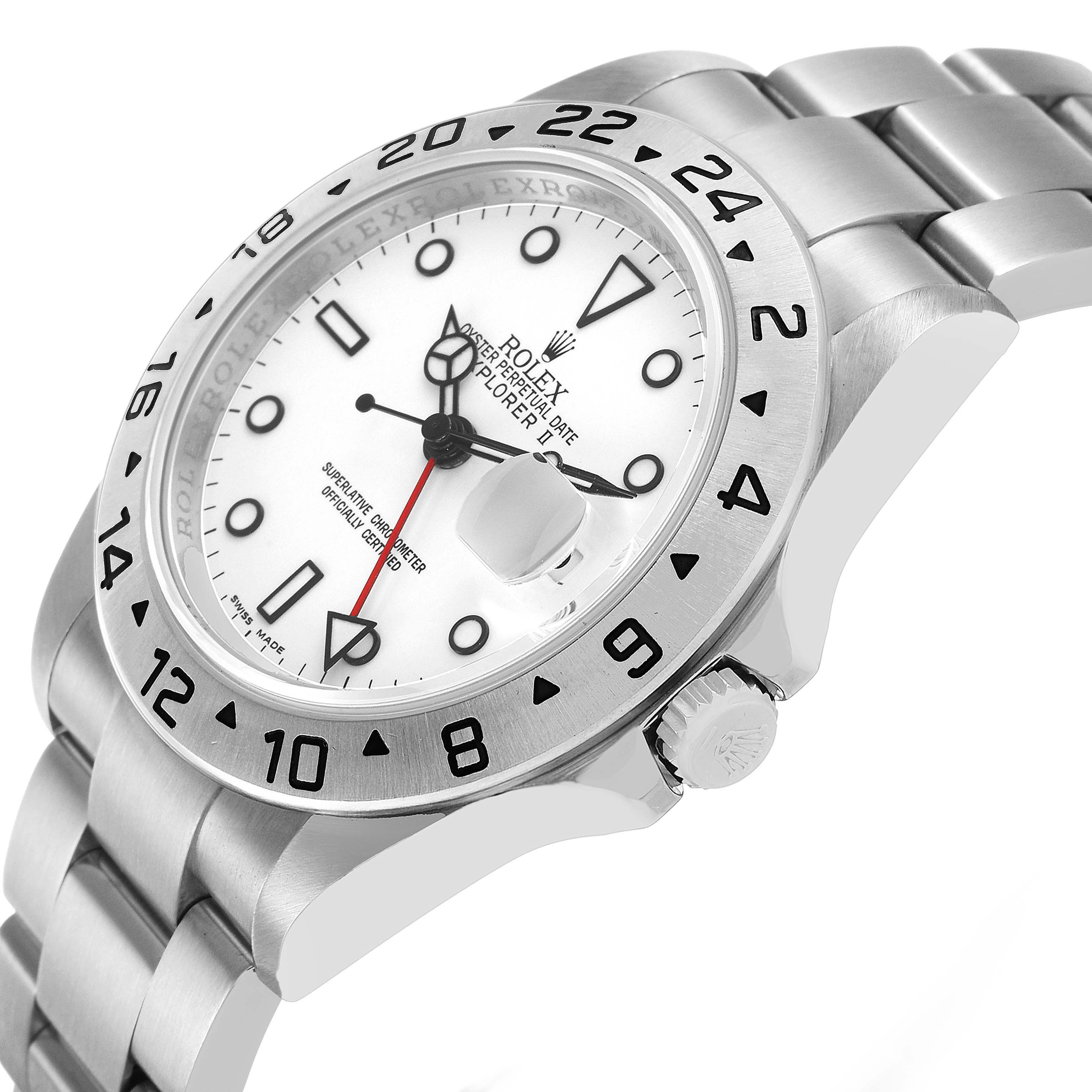 The image shows a Rolex Explorer 16570 T Men's Stainless Steel White Dial watch at a side angle, highlighting the face, bezel, crown, and bracelet.