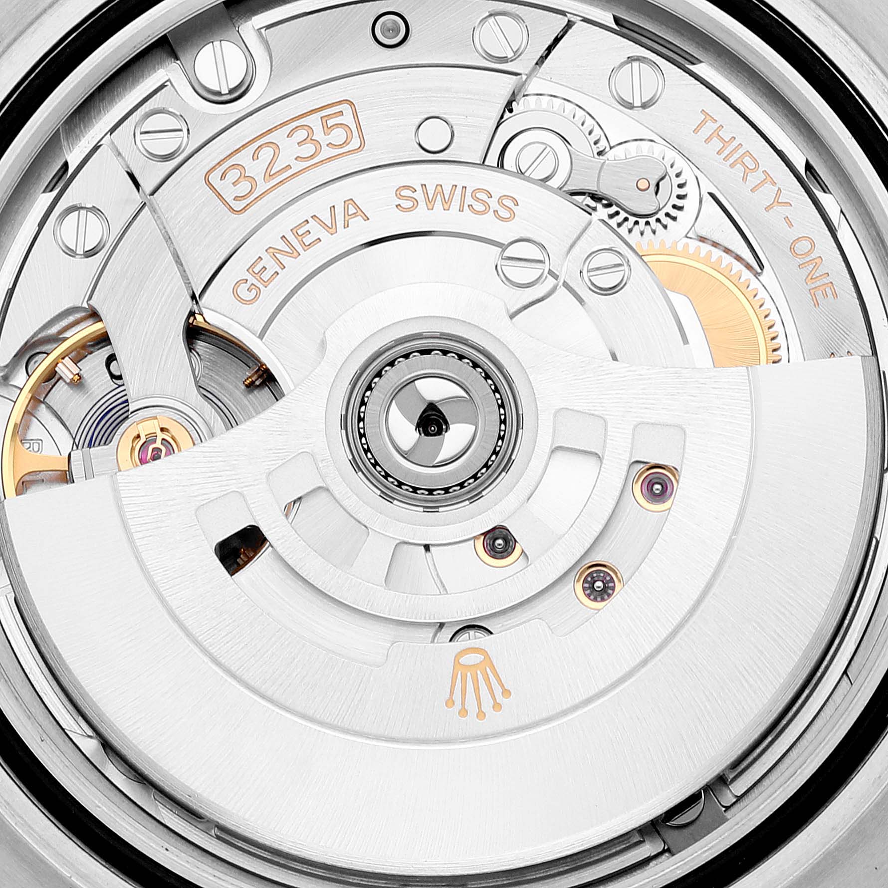 This image shows a close-up of the movement mechanism of the Rolex Submariner 126610 Men
s Stainless Steel Black Dial 126610 Men
s Stainless Steel Black Dial watch.