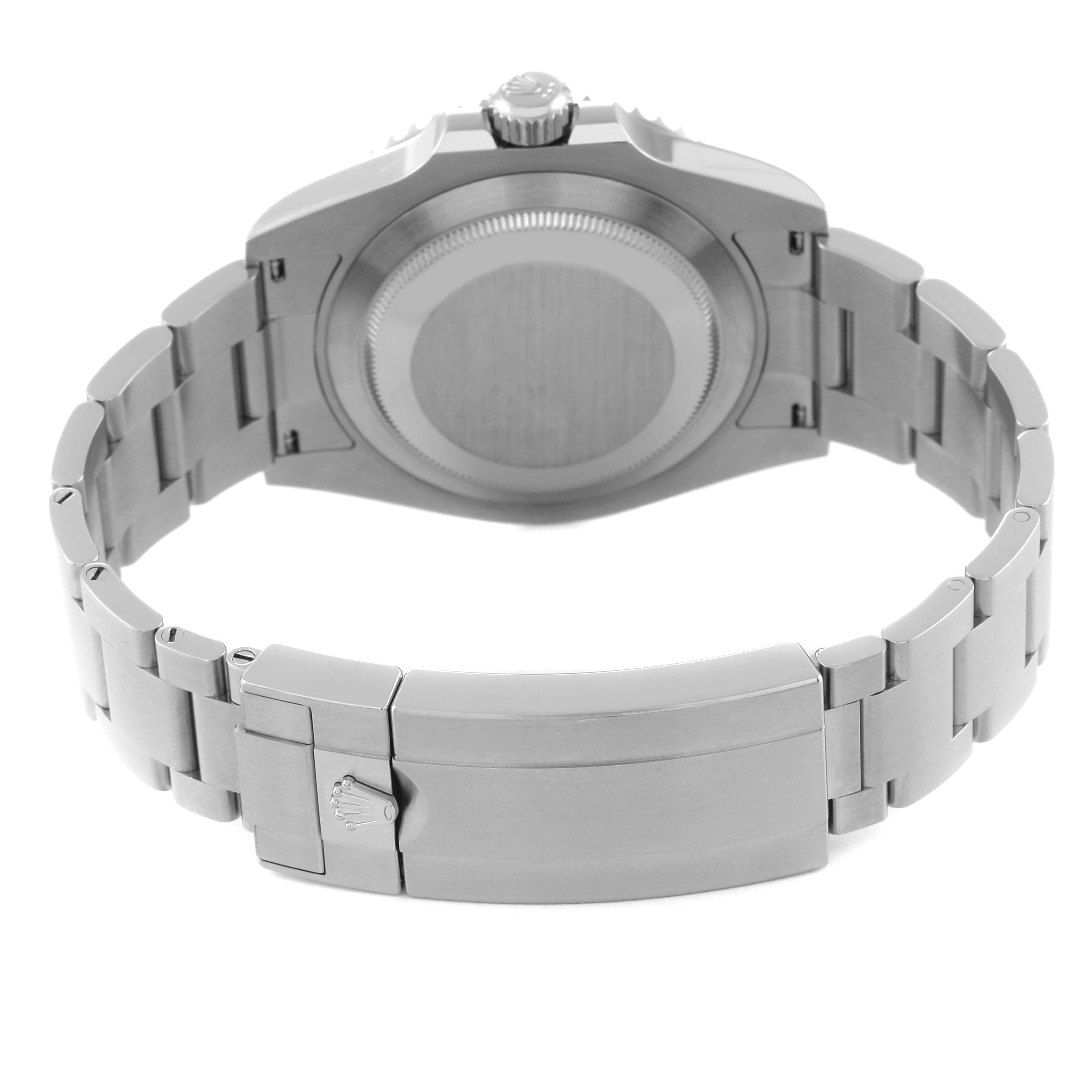 The image shows the back view of a Rolex Submariner 126610 Men
s Stainless Steel Black Dial 126610 Men
s Stainless Steel Black Dial watch, highlighting the case back and the clasp of the bracelet.