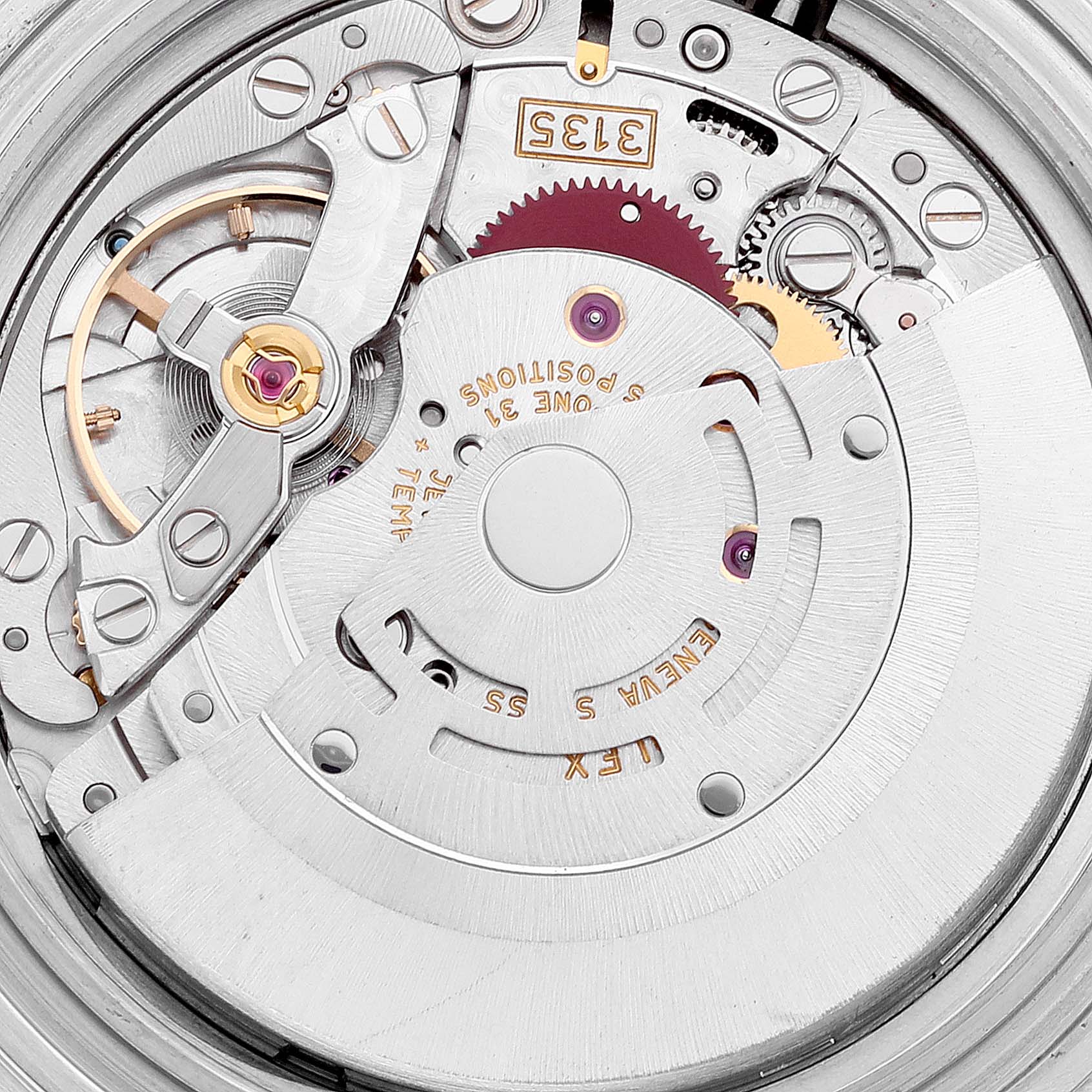 The image shows the movement mechanism, specifically the rotor and various gears, of a Rolex Submariner 16610 Men
s Stainless Steel Black Dial 16610 Men
s Stainless Steel Black Dial watch.