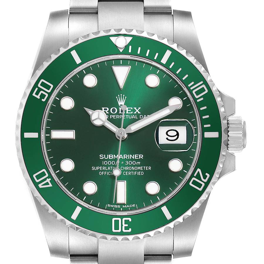 Rolex Submariner Hulk Green Dial Steel Mens Watch 116610LV SwissWatchExpo