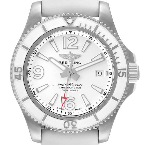 Photo of Breitling Superocean 42 White Dial Steel Mens Watch A17366 Box Card