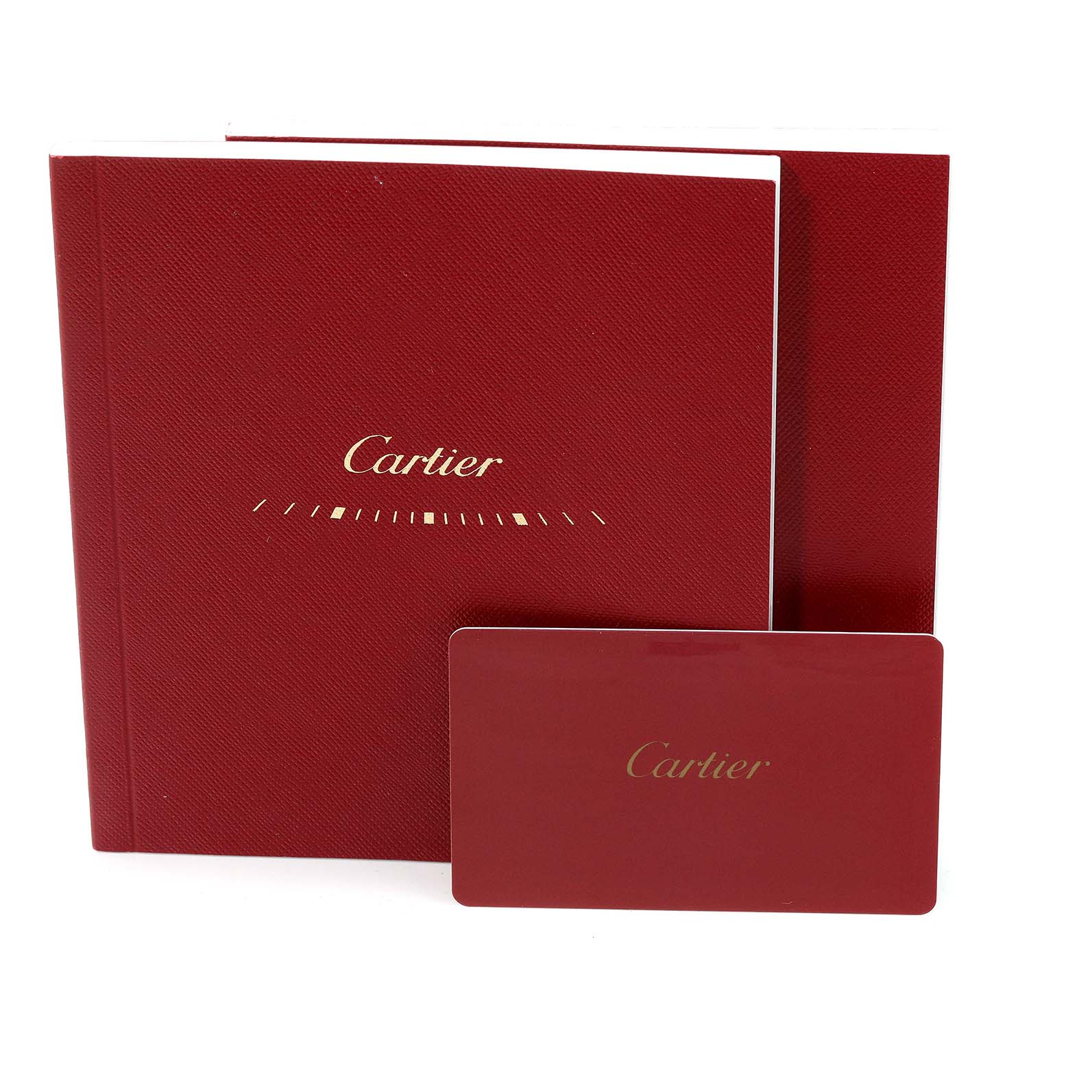 This image shows the red Cartier booklet and card, presumably for the Tank Solo model watch.