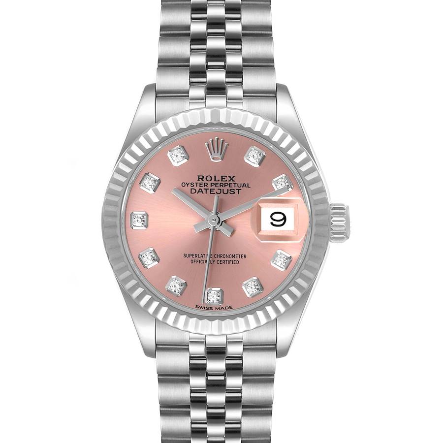Rolex Datejust 28 Steel White Gold Pink Diamond Dial Watch 279174 SwissWatchExpo