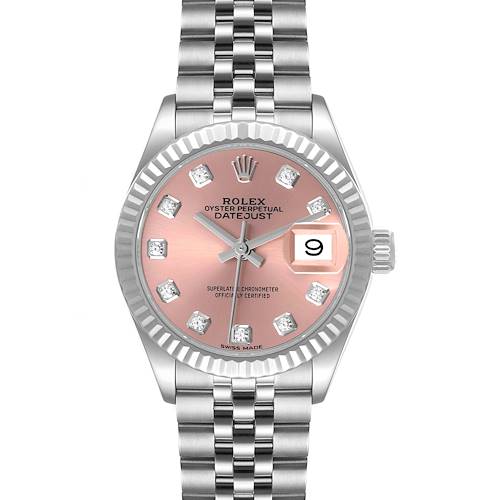 Photo of Rolex Datejust 28 Steel White Gold Pink Diamond Dial Watch 279174