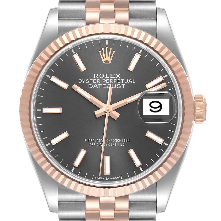 Rolex Datejust 36 Slate Dial Steel Rose Gold Mens Watch 126231 Box Card SwissWatchExpo