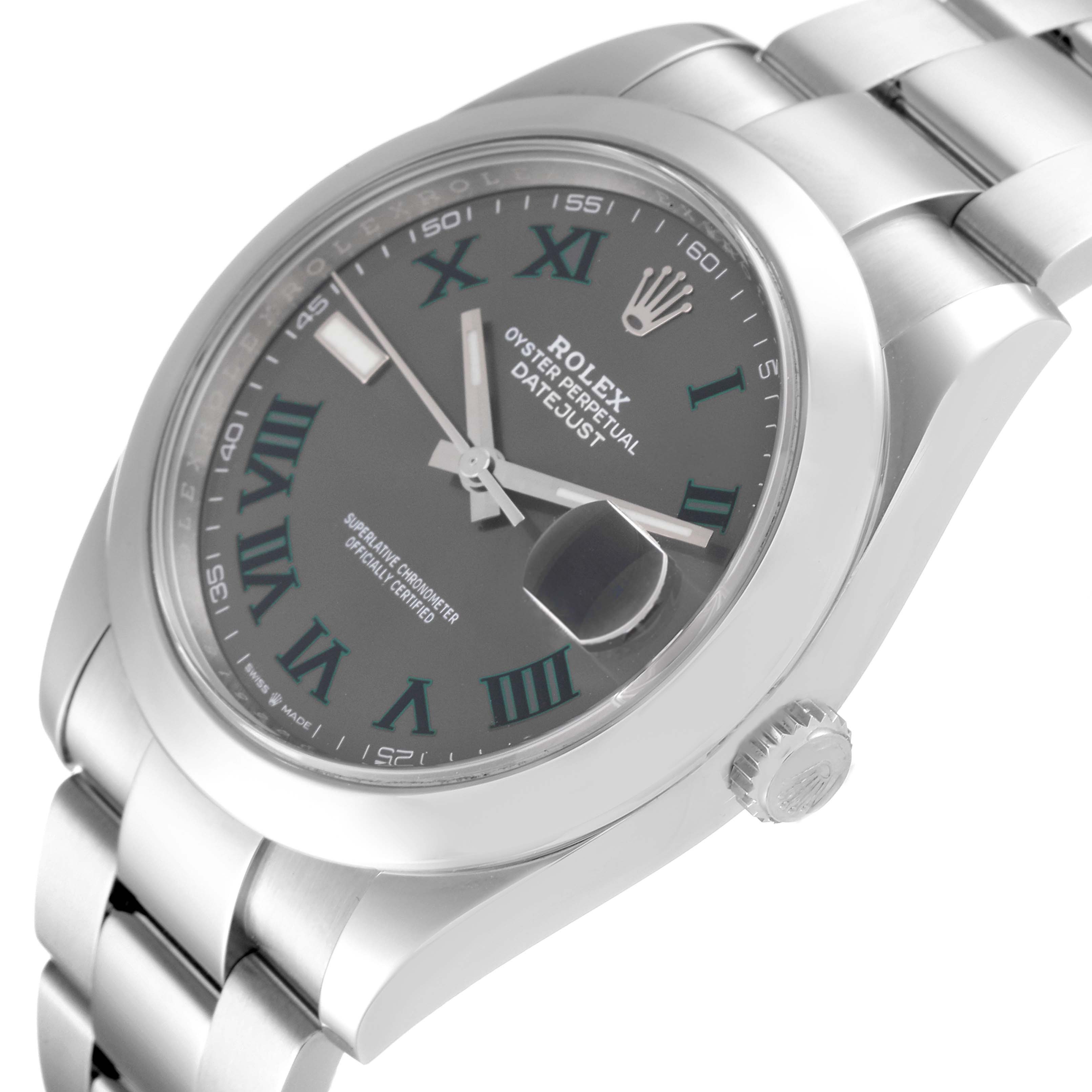 The image shows a Rolex Datejust 41 126300 Men's Stainless Steel Grey Dial 126300 Men's Stainless Steel Grey Dial model watch at a slight angle, highlighting the dial, bezel, and part of the bracelet.