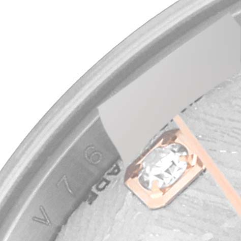 The image shows a close-up of the bezel and diamond marker on the dial of a Rolex Datejust 179171 Women's Steel and Gold (two tone) Silver Dial 179171 Women's Steel and Gold (two tone) Silver Dial watch.